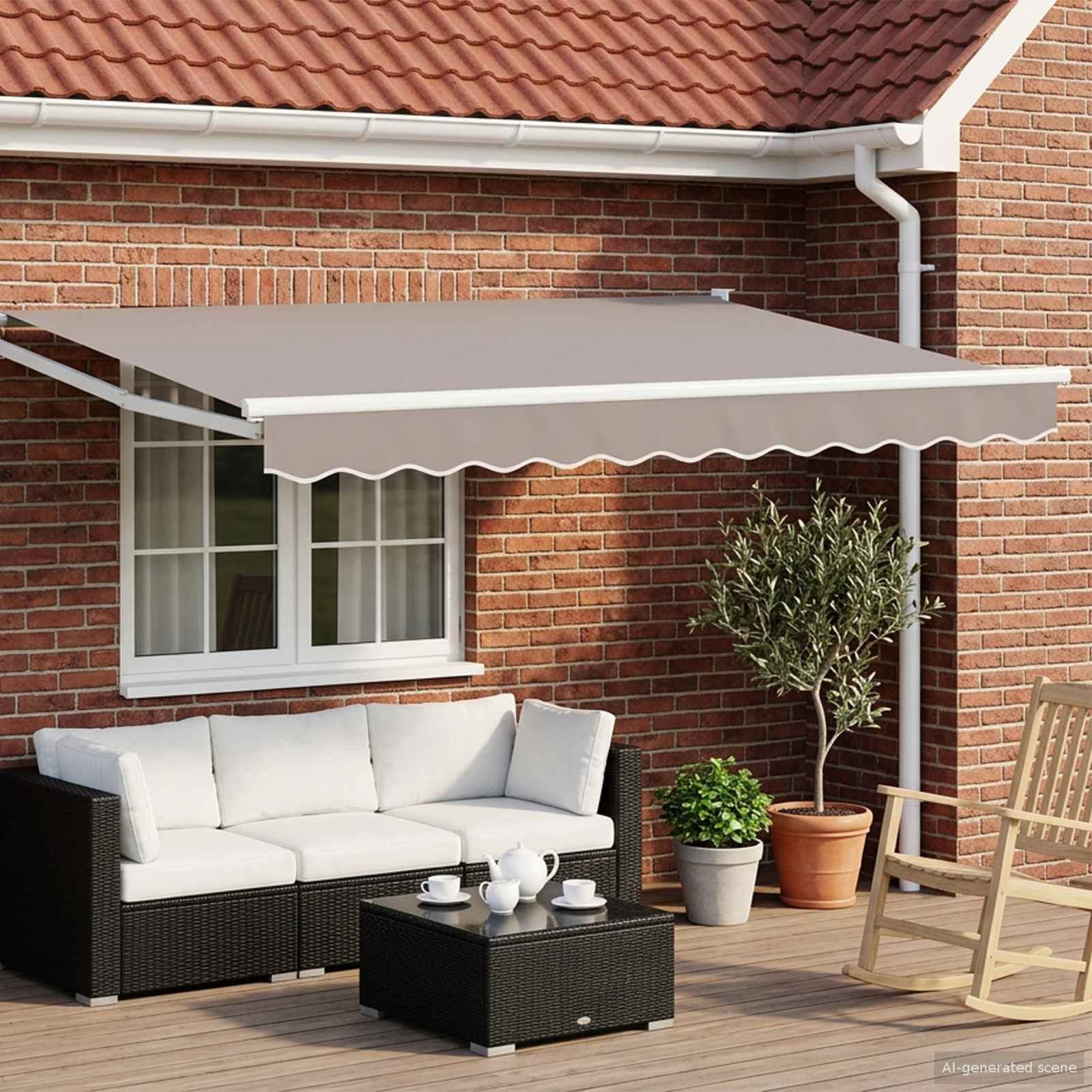 Walplus Electric Aluminium Awning - Light Grey and White - 300 x 250 cm