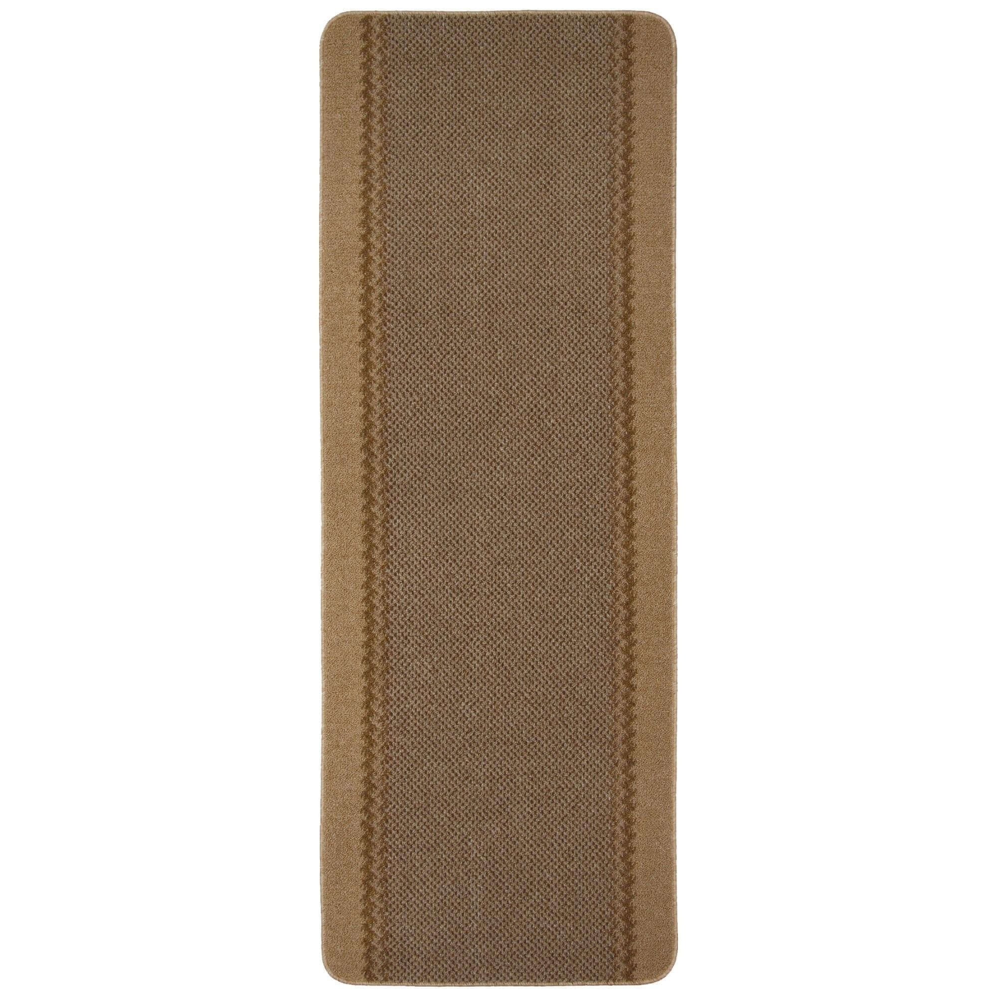 The Rugs Beige Lined Washable Bordered Slip Resistant  Runner Rug - 67 x 180cm