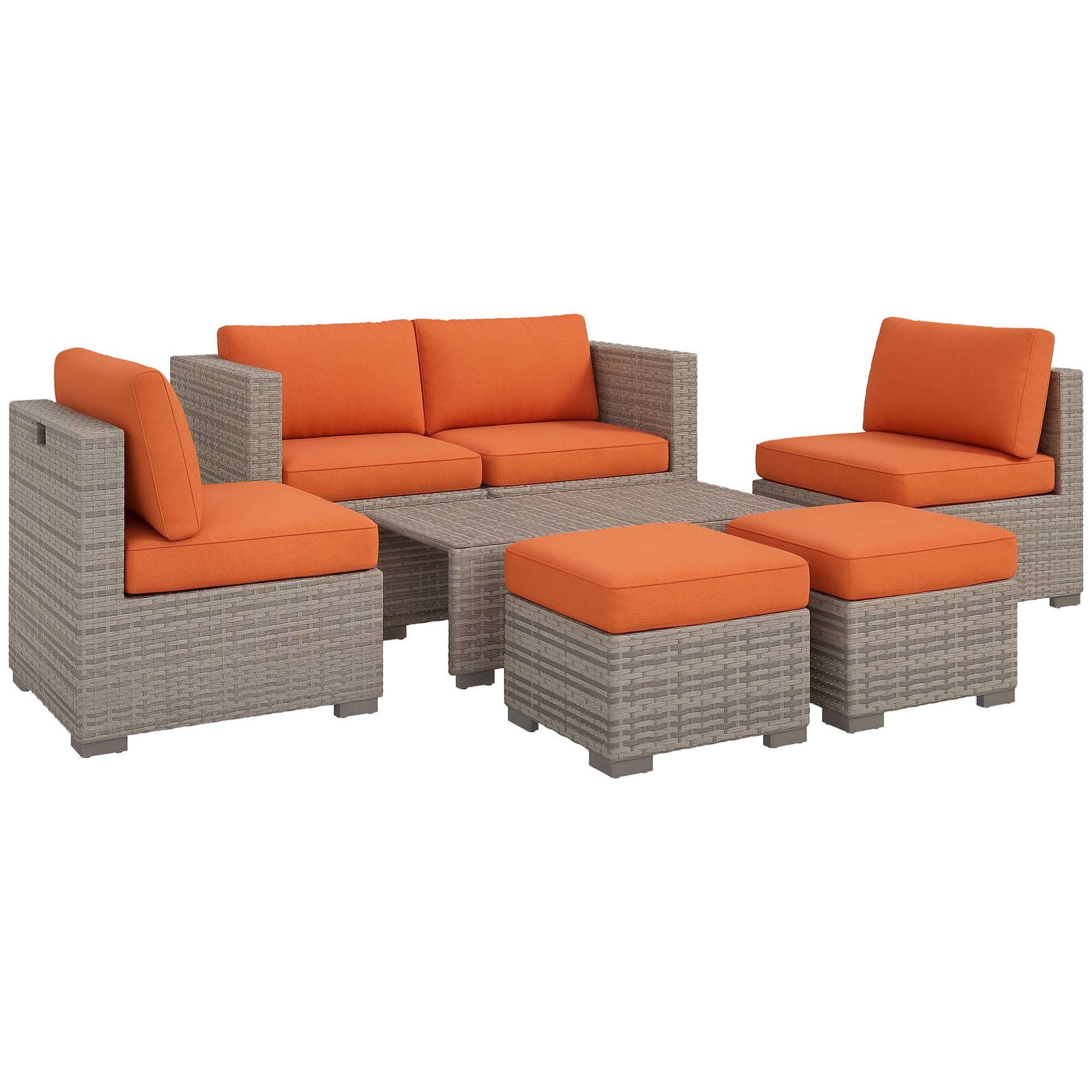 Outsunny 8 Piece Rattan Corner Corner Sofa Set - Orange