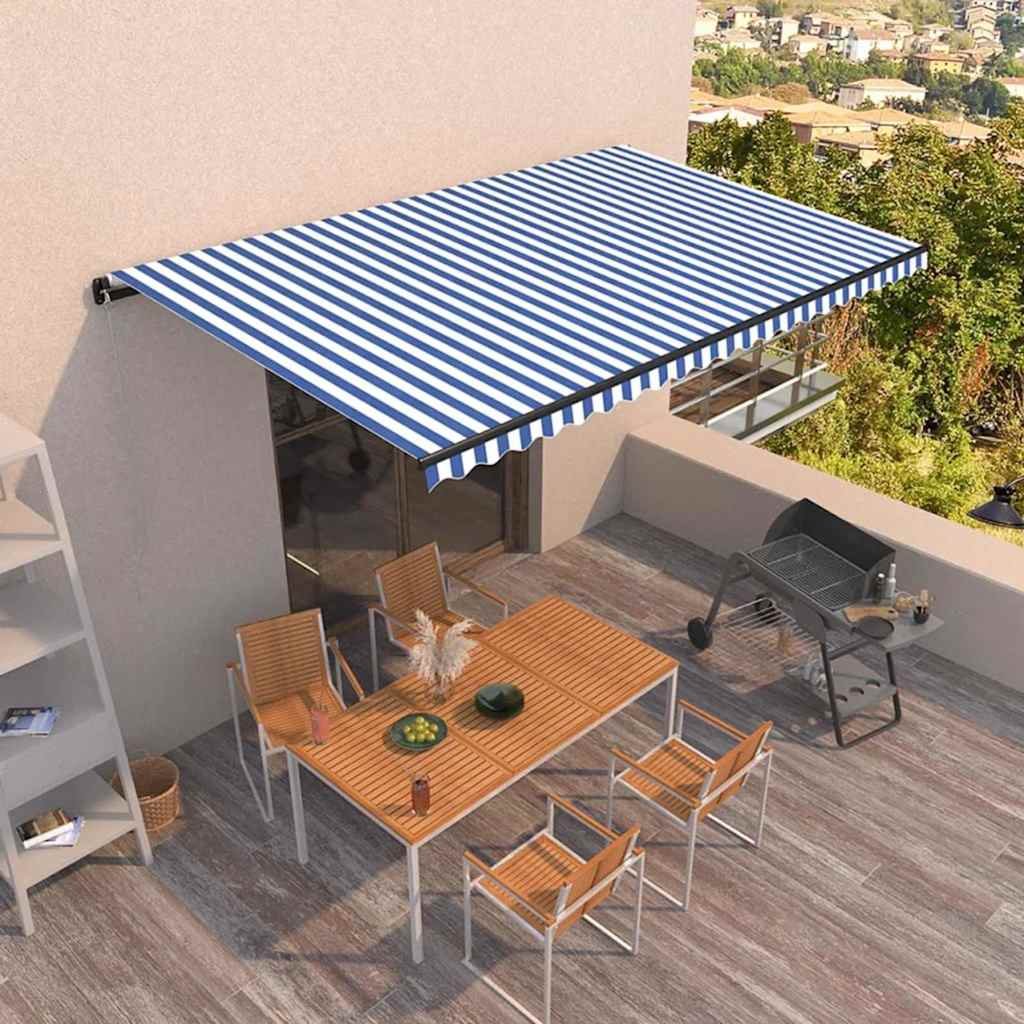 Walplus Manual Polyester - Blue and White - 500x350 cm - Anthracite Frame