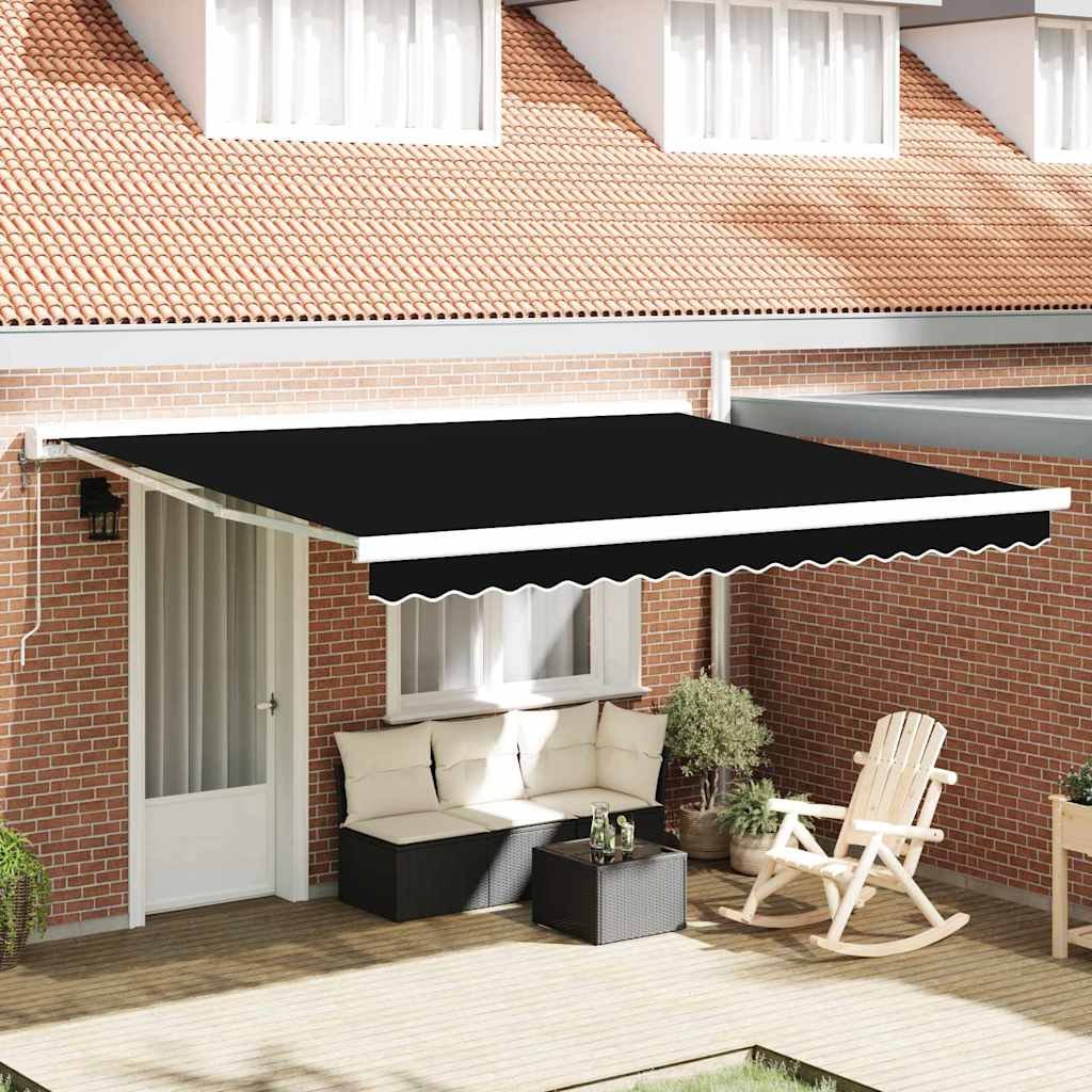 Walplus Polyester Awning Replacement Fabric - Black - 400 x 300 cm - 4 x 3 cm