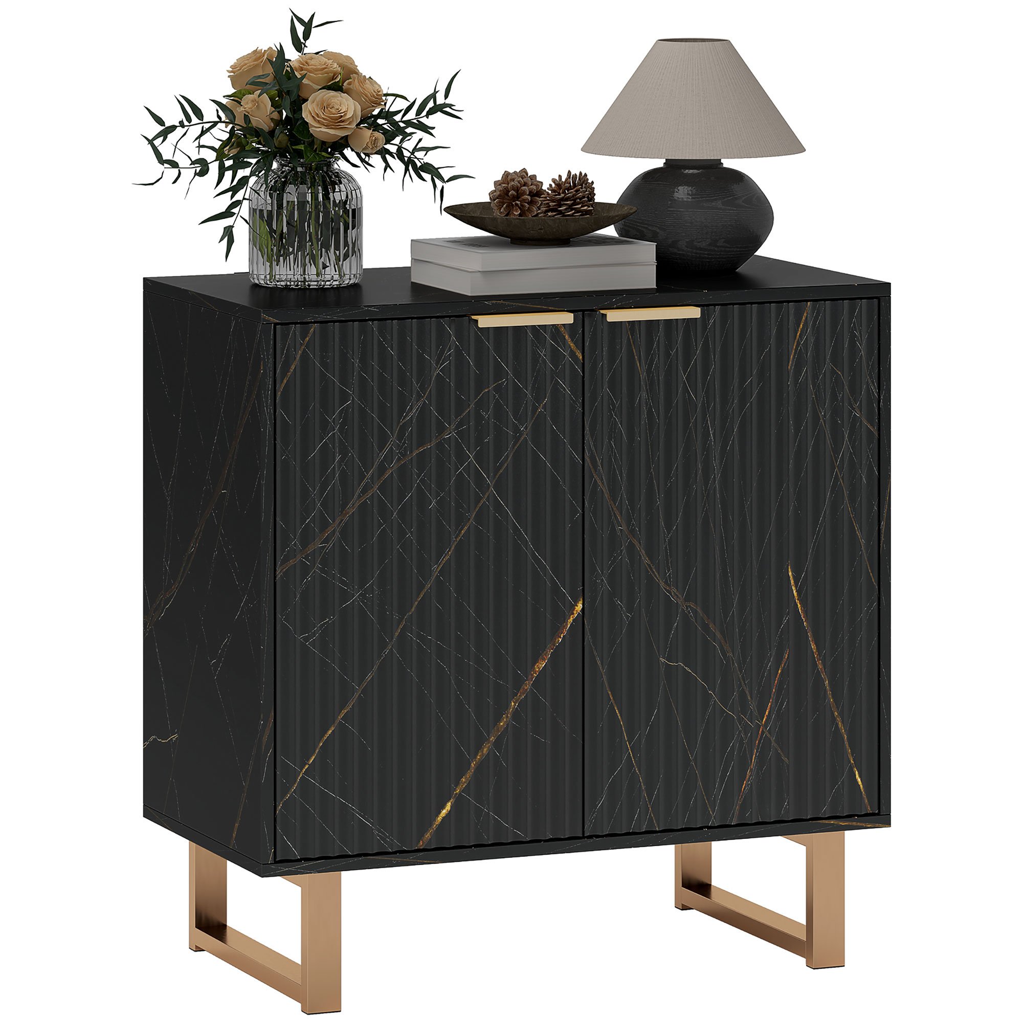 HOMCOM Metal Adjustable Storage Sideboard with Metal Legs - Black