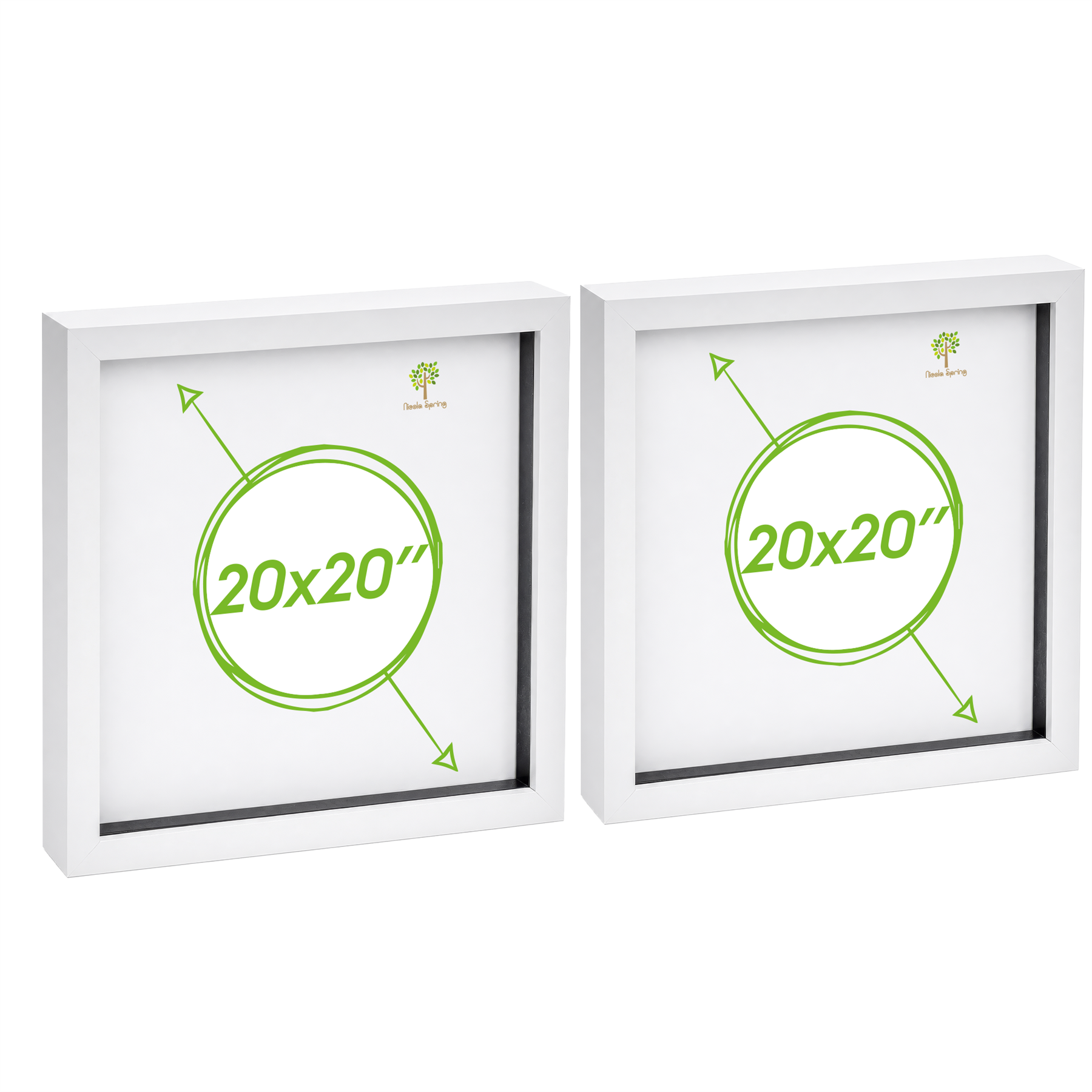 Nicola Spring 3D Box Photo Frames - 20 x 20" - Set of 2 - White