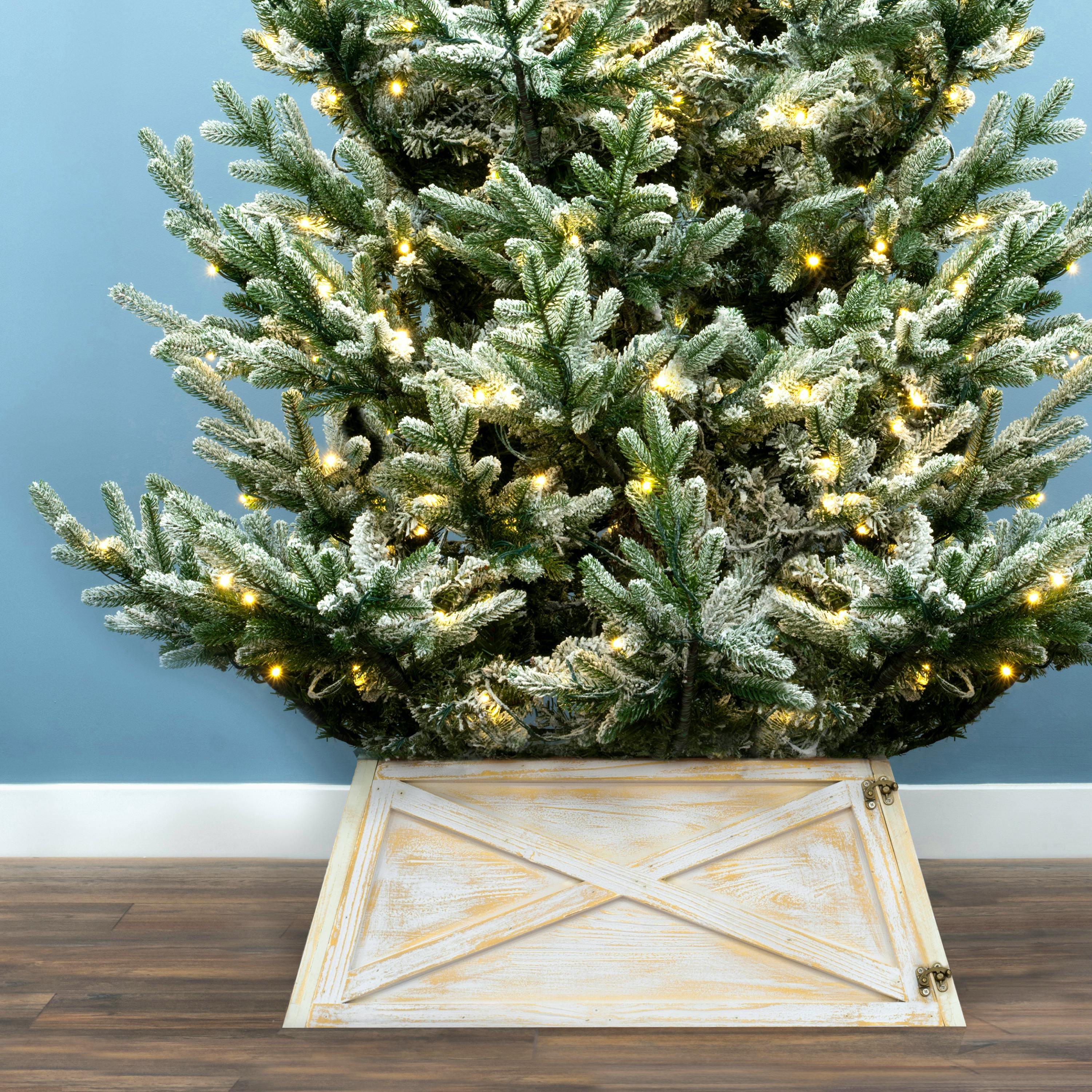 Christmas Tree World 60cm Wooden Christmas Tree Skirt - White