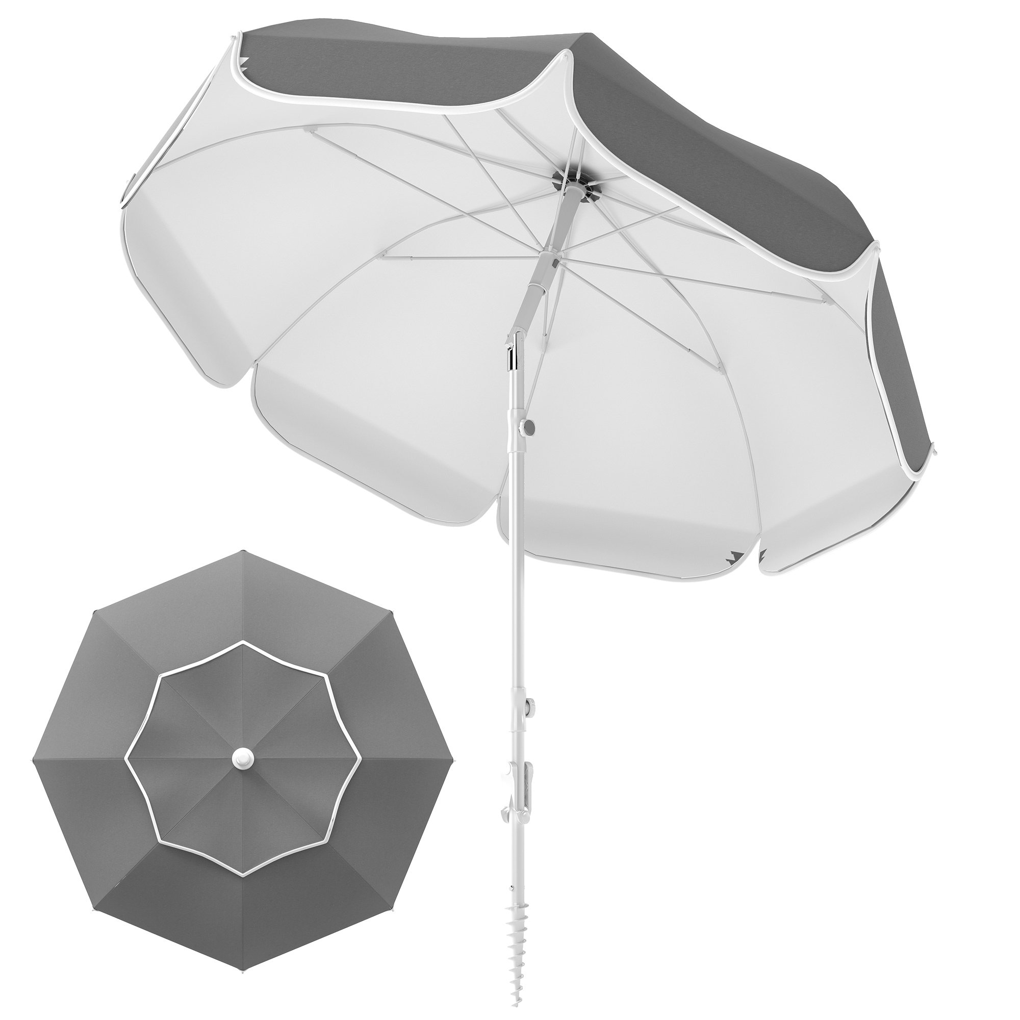 Outsunny Beach Umbrella, Adjustable Height Portable Parasol