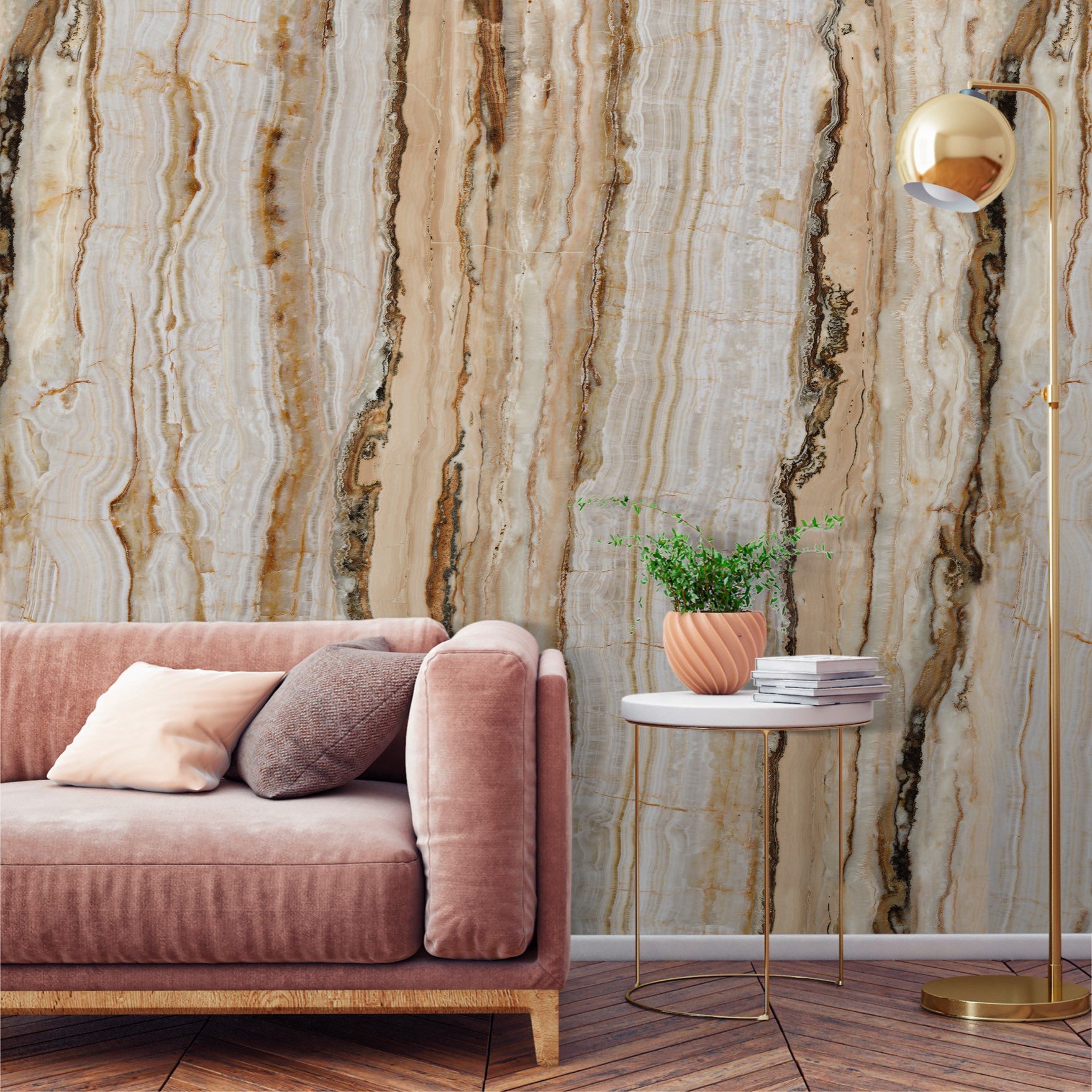 Grandeco Marble Quartz Neutral 3 Lane Repeatable Wallpaper Mural  - 1.59 x 2.8m