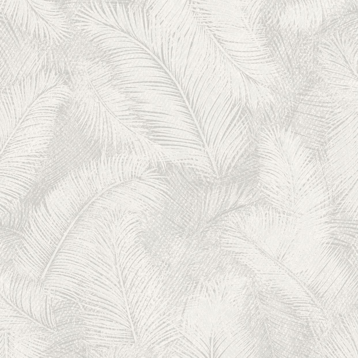 Grandeco Floating Leaf Feather Textured Wallpaper - White