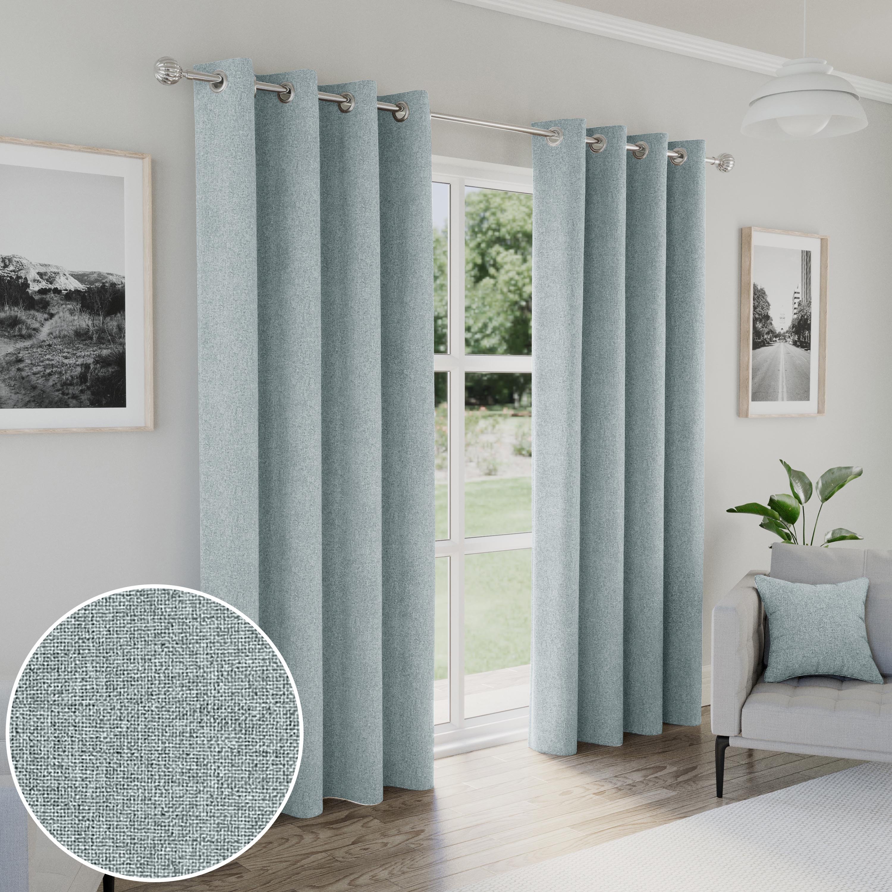 Enhanced Living Austin Eyelet Blackout Thermal Curtains - 117 x 229cm - Blue