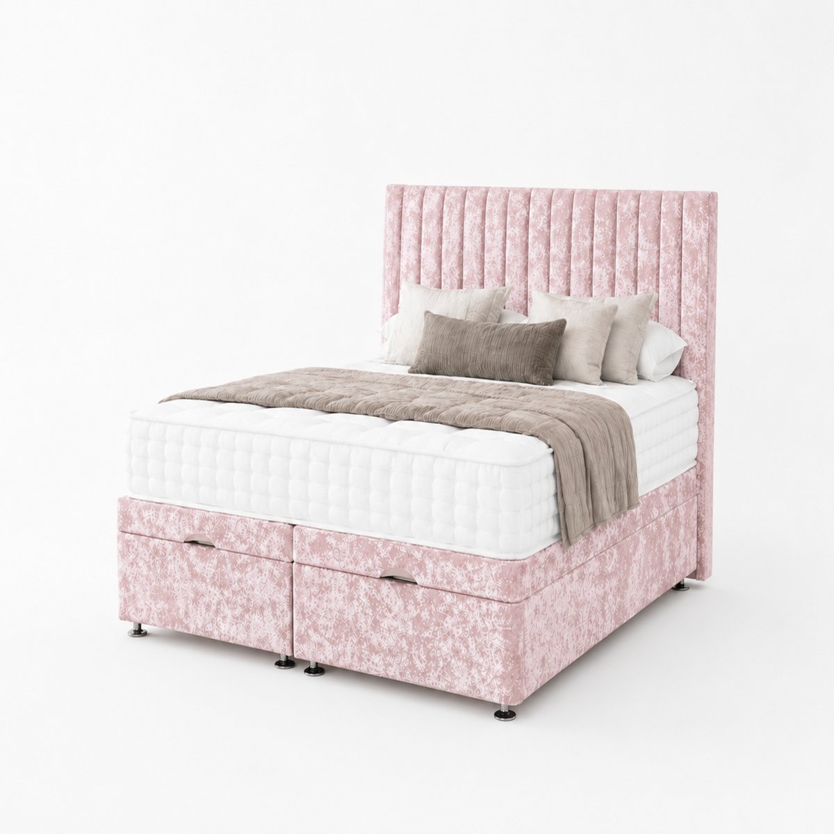 Comfy Deluxe Eva 6ft Super King End Lift Ottoman Bed Set - Pink