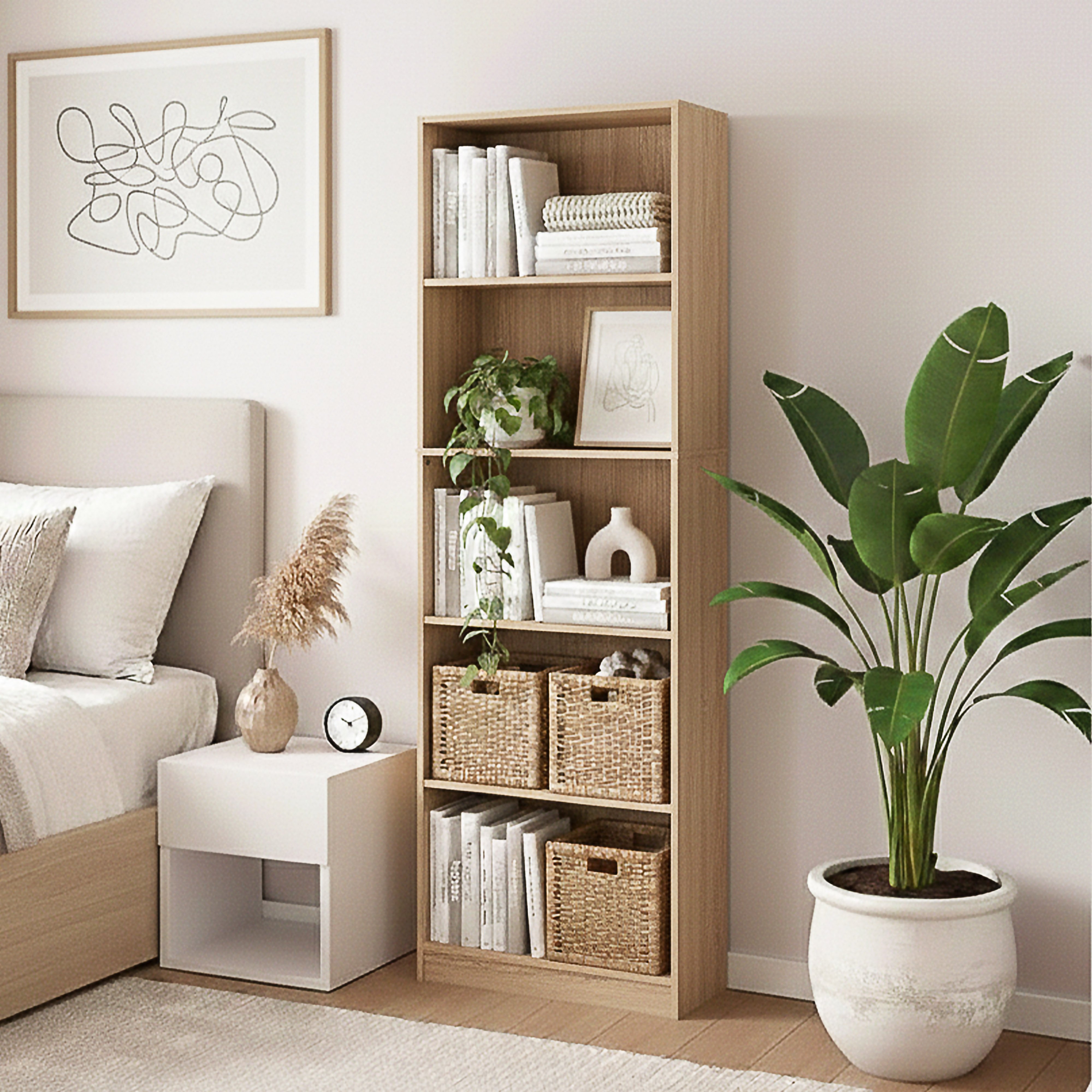 Vida Designs Cambridge 5 Tier Extra Large Freestanding Bookcase - Oak