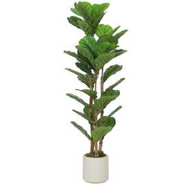 HOMCOM 120cm 45 Leaves Artificial Fiddle Leaf Fig Tree - Green