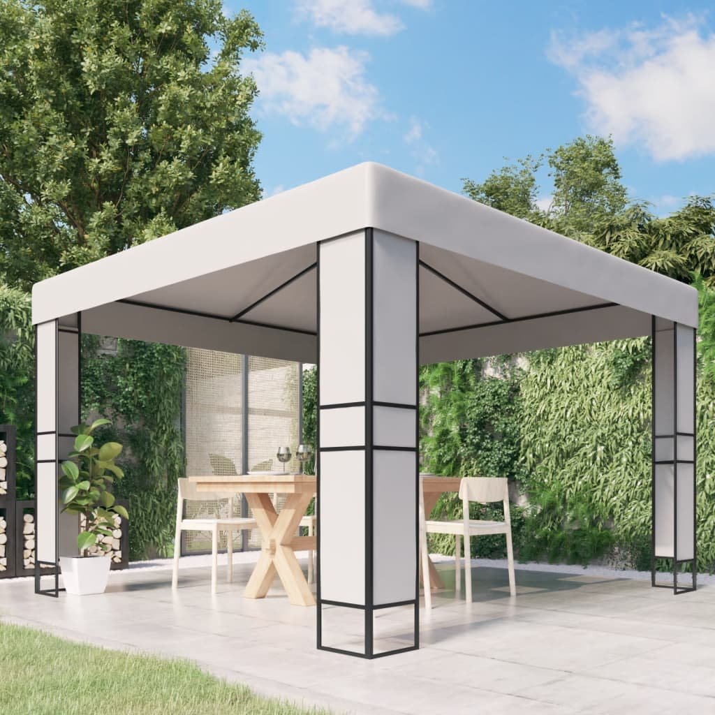 Walplus 3 x 3 m Garden Gazebo with Double Roof - White