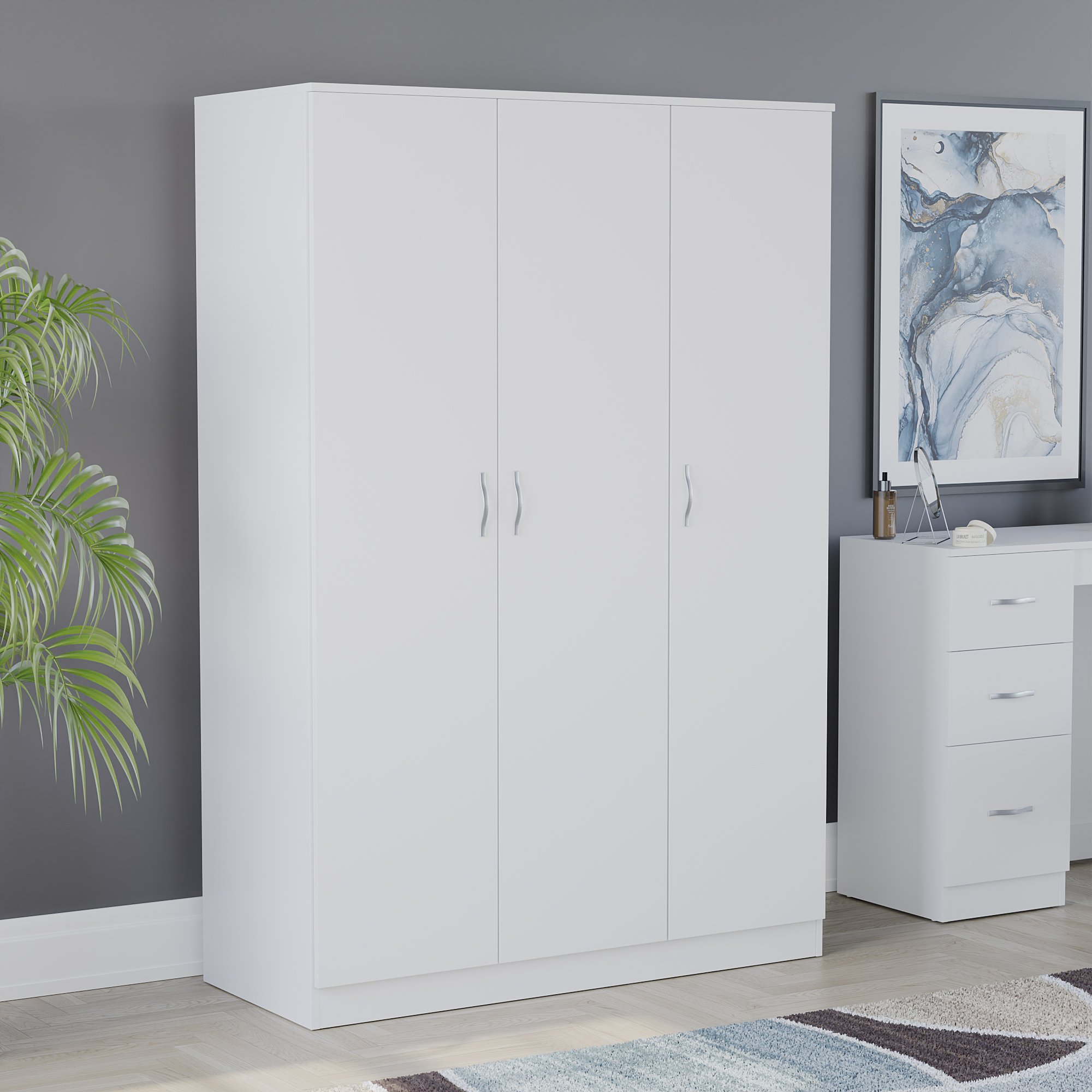 Vida Designs Riano 3 Door Wardrobe - White