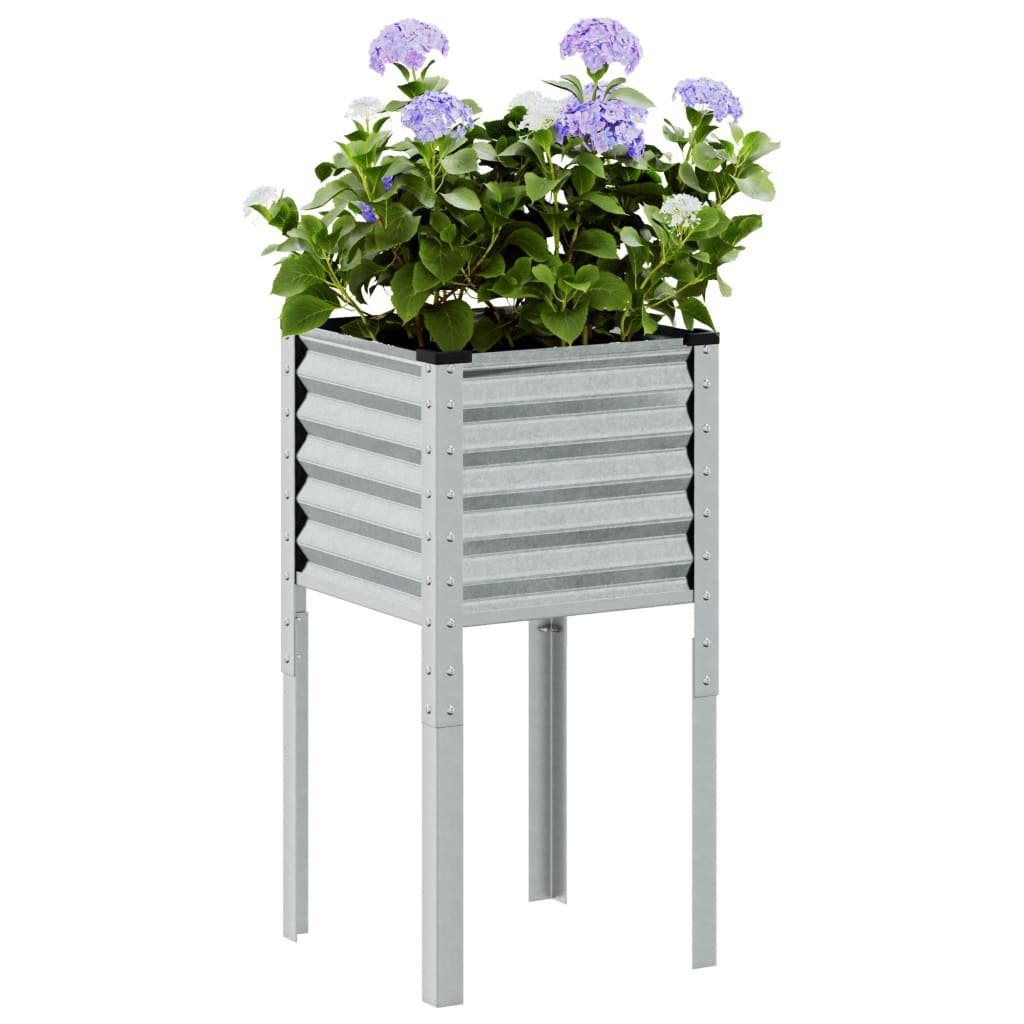 Walplus Galvanised Steel Garden Planter - 45 x 45 x 88 cm