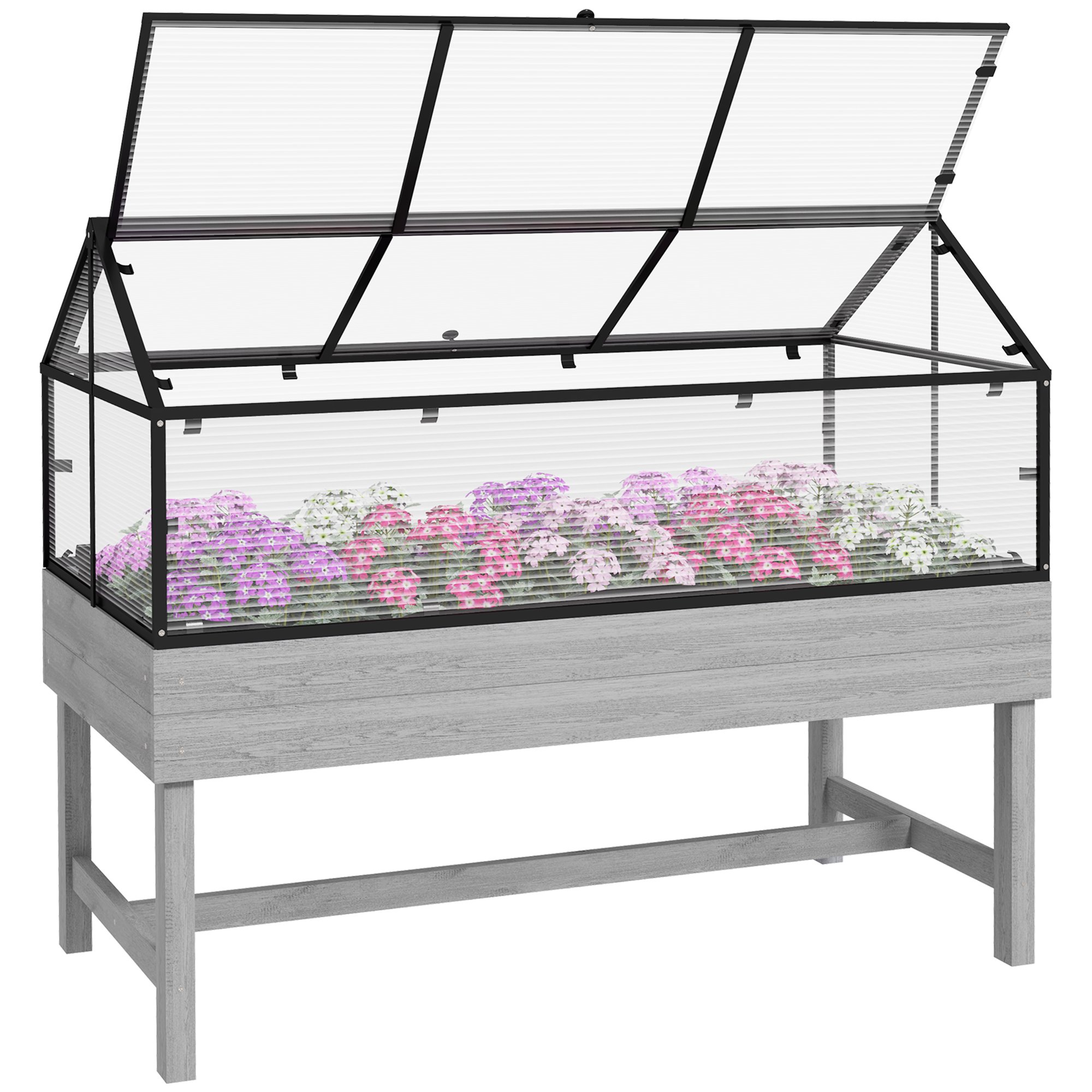 Outsunny Polycarbonate Raised Garden Bed - Distressed Grey