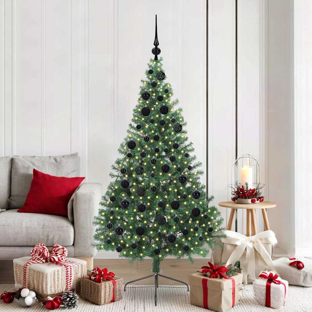 Walplus 300 LED Fairy Lights Pre-lit Artificial Christmas Tree - Green - 180 cm