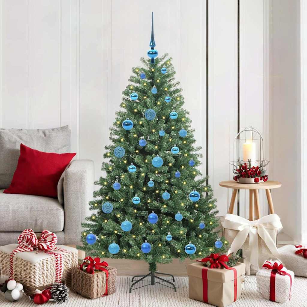 Walplus 150 LED Lights Hinged Christmas Tree Space Saving - Green - 150 cm