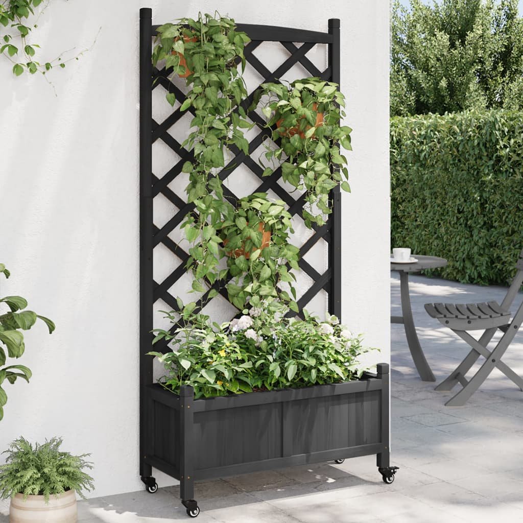Walplus Firwood Garden Planter - Black - 75 x 35 x 157.5 cm