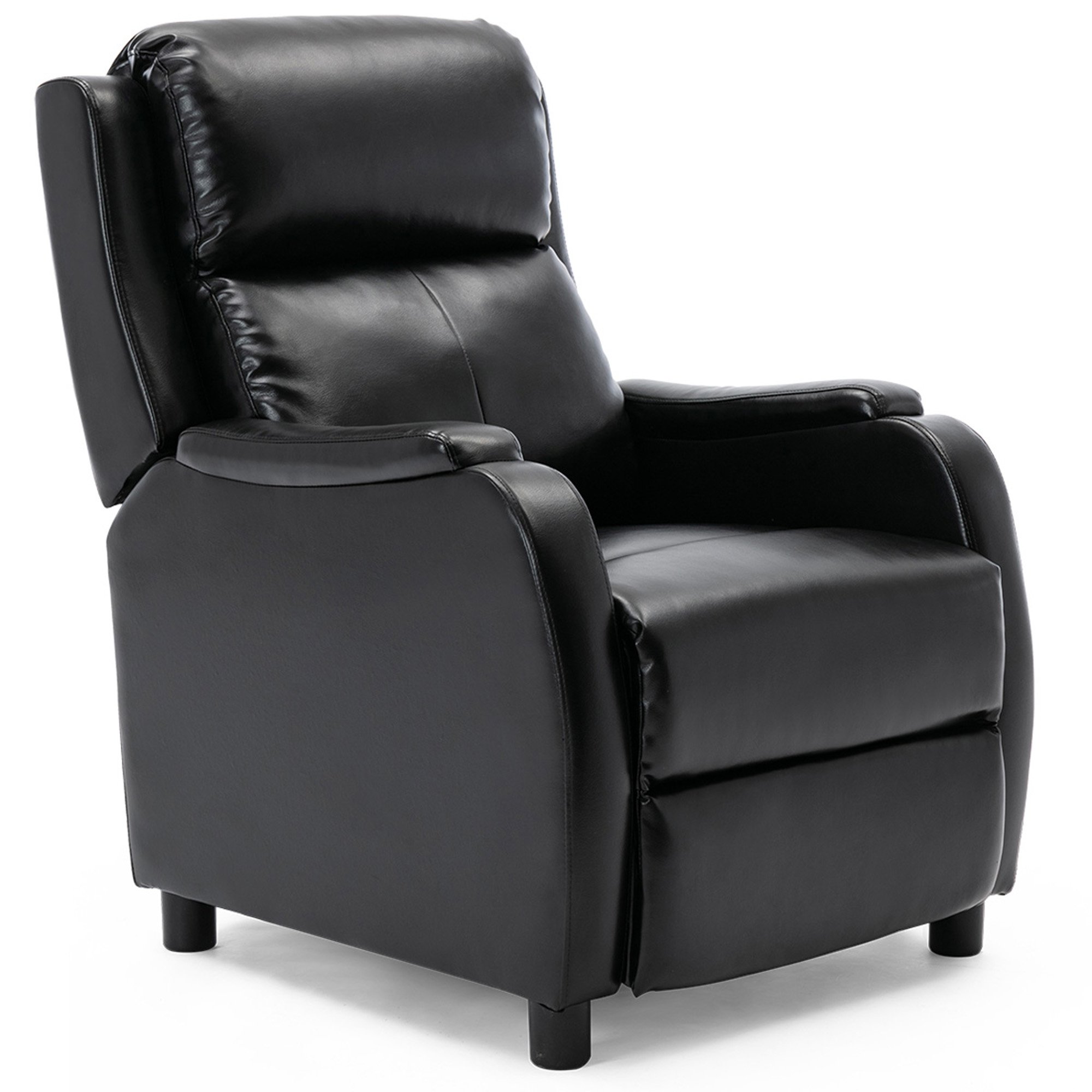Furniture Online Churwell Bonded Leather Pushback Recliner Chair - Black
