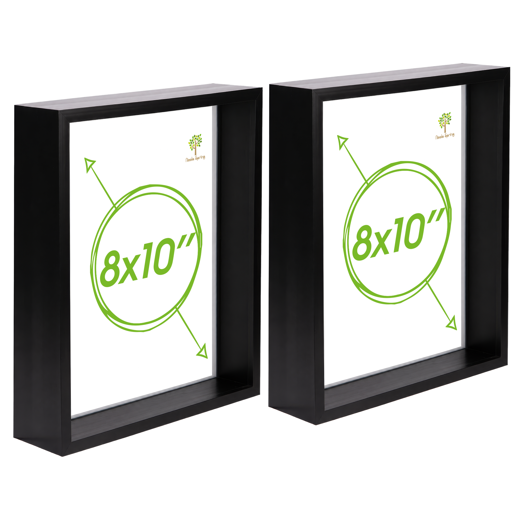 Nicola Spring 3D Deep Box Photo Frames 8" x 10" Set of 2 - Black