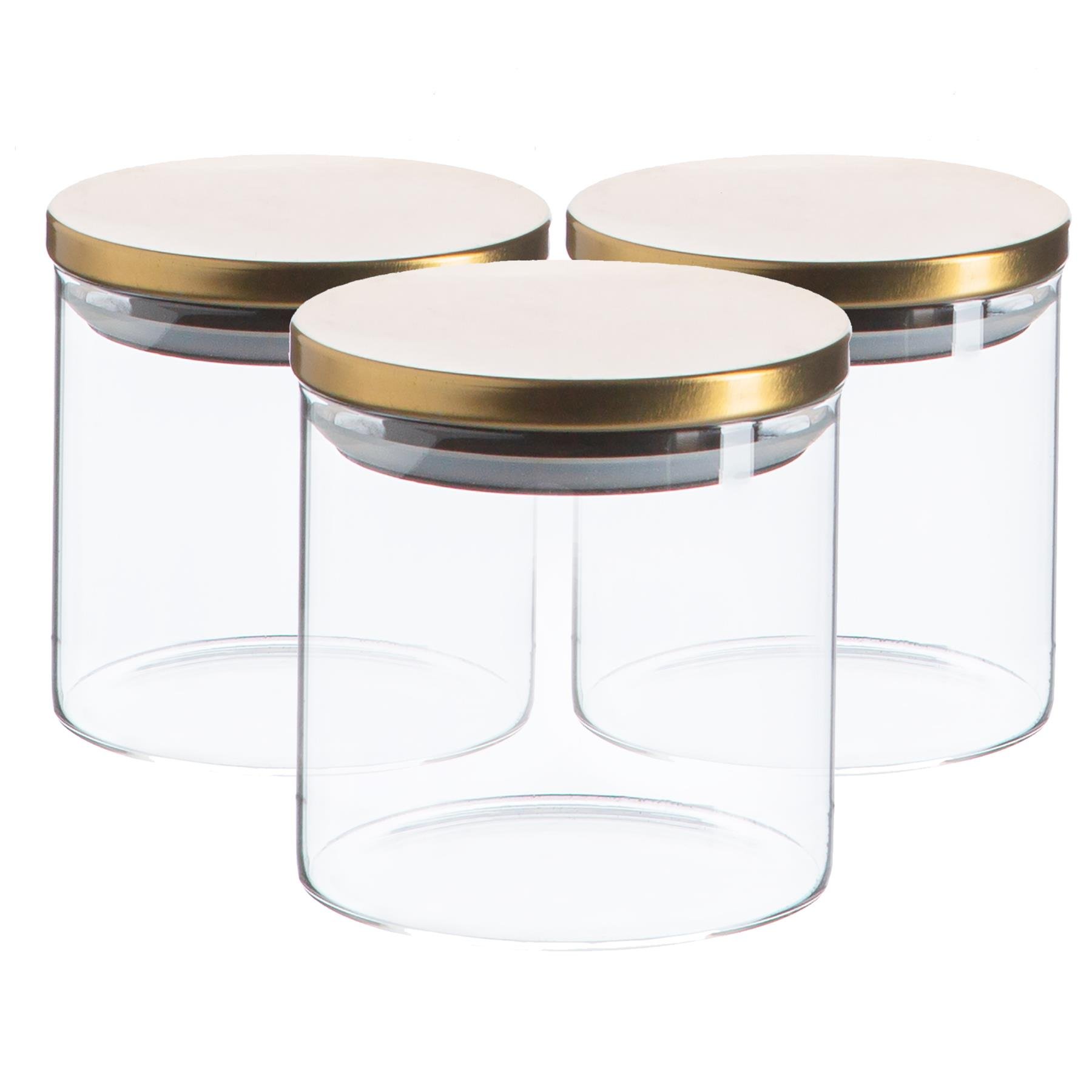 Argon Tableware Scandi Storage Jars with Metallic Lids- Gold - Set of 3