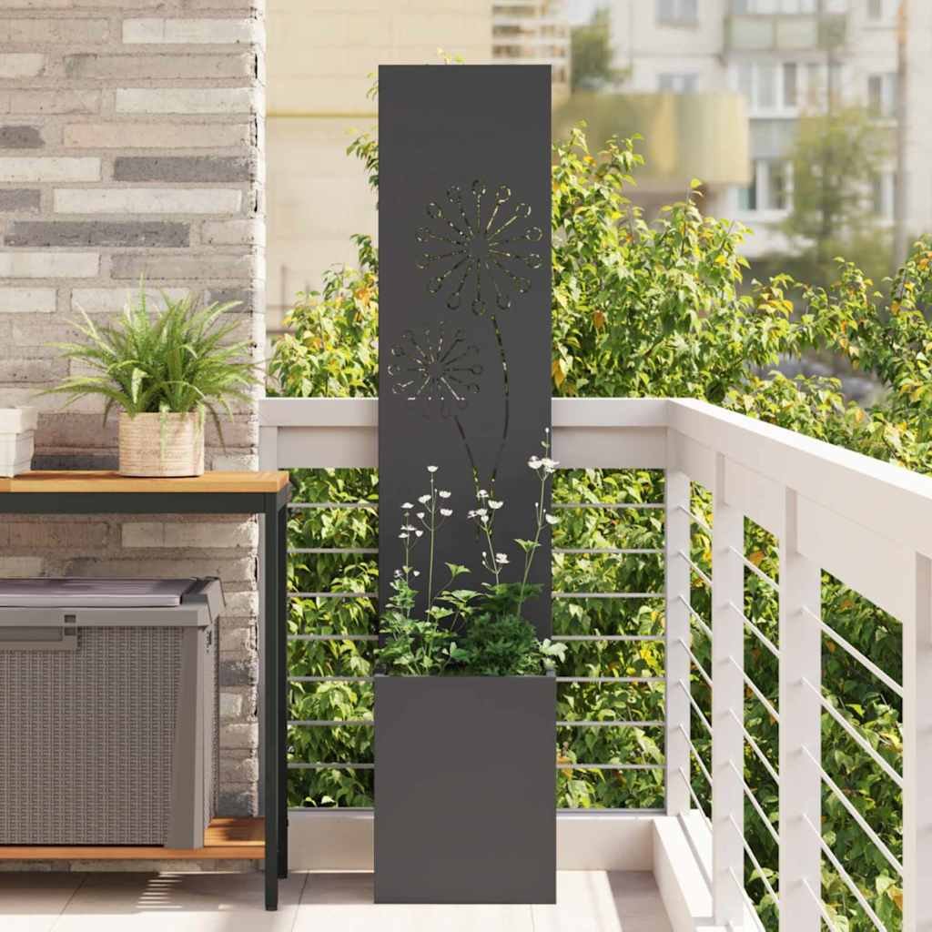 Walplus Palm Hallow Steel Garden Privacy Screen - Black - 32 x 32 x 150 cm