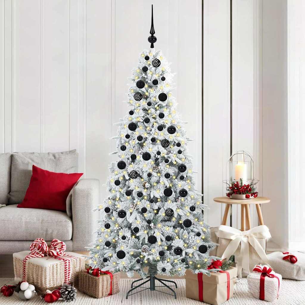 Walplus 300 LED Bulbs Hinged Artificial Christmas Tree - White - 180 cm