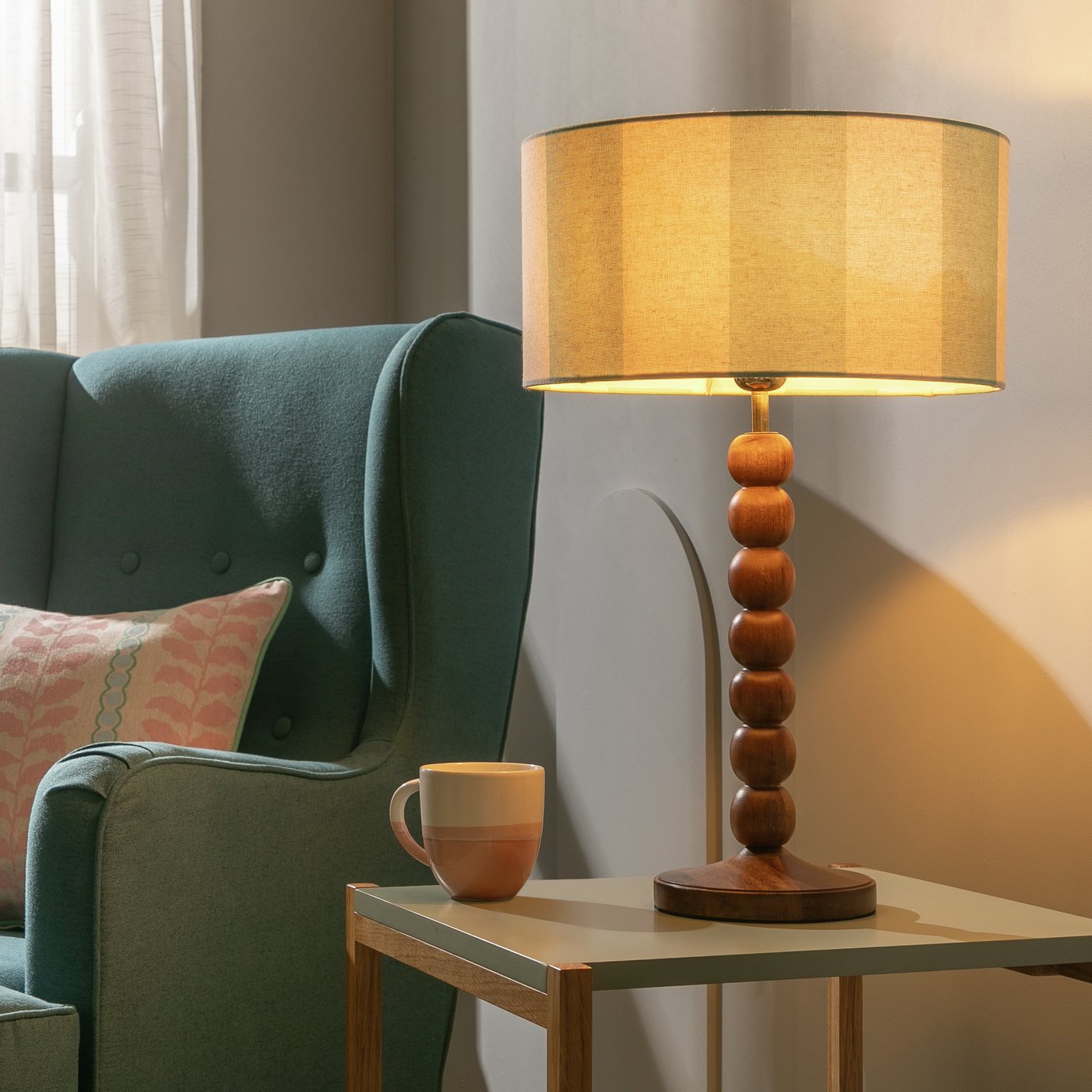 Habitat Bobbin Mango Wood Table Lamp Base Only