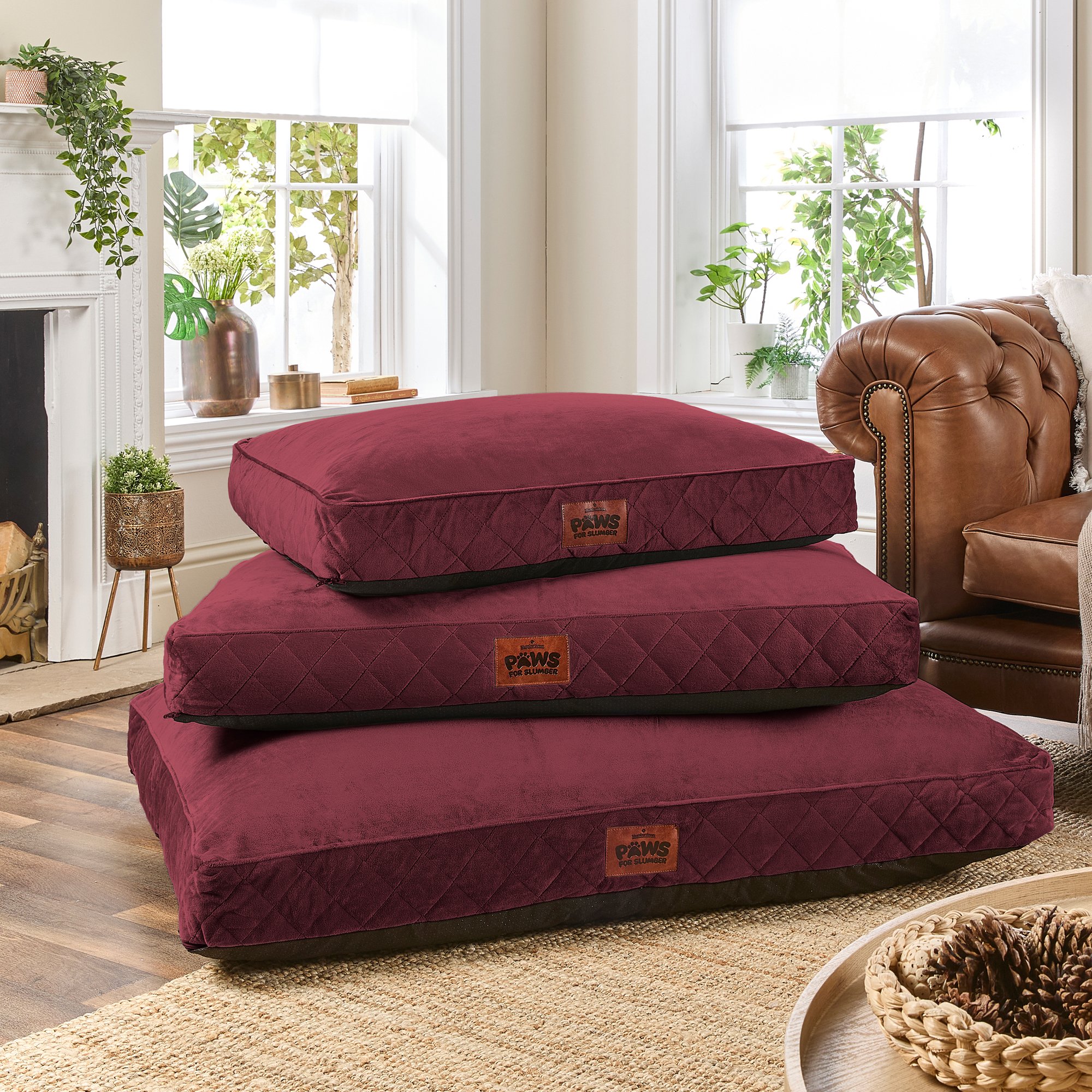 Paws For Slumber Luxury Claret Pet Bed-XL