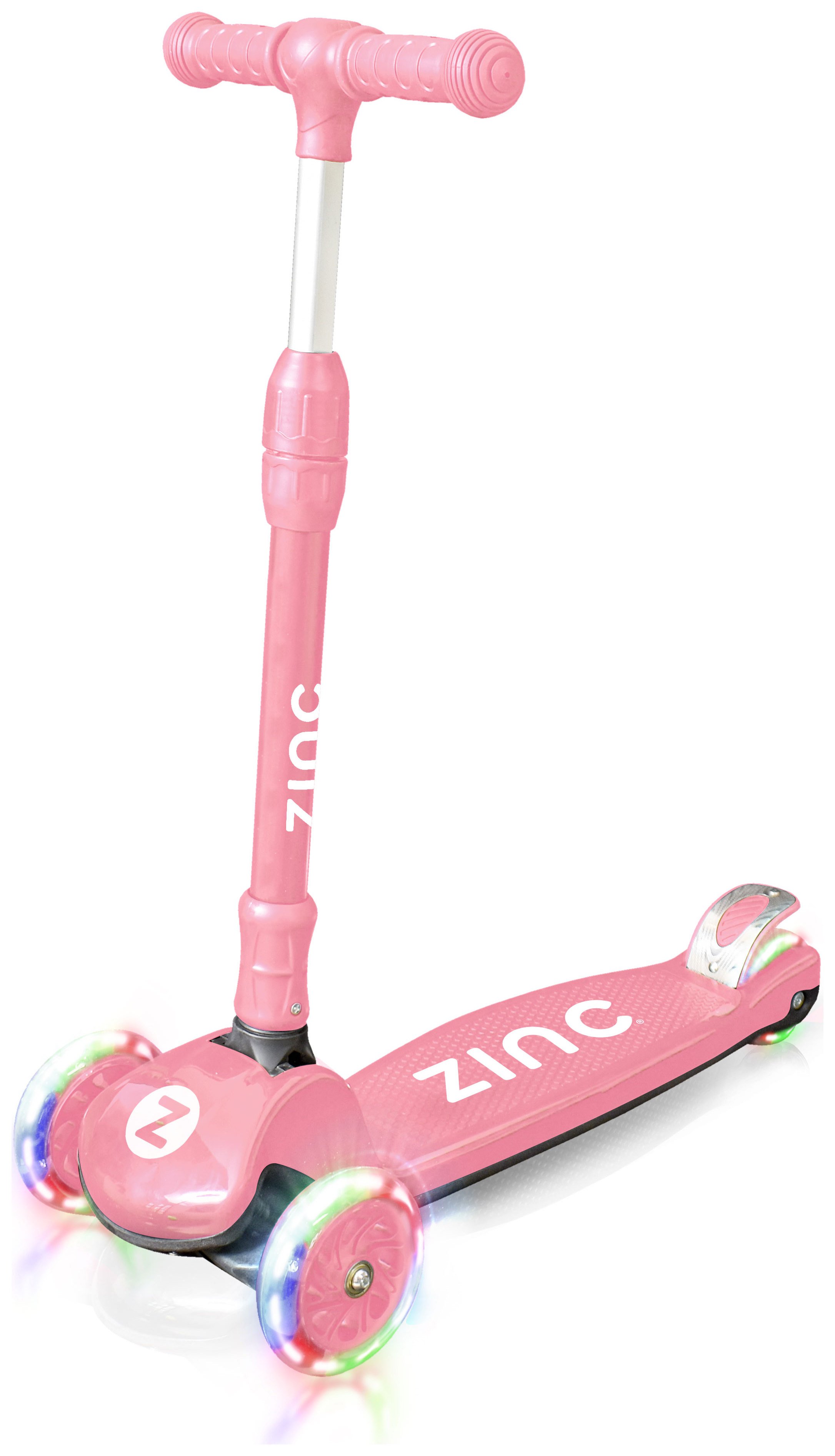 Zinc T-Motion Foldable Light Up 3 Wheel Scooter - Pink