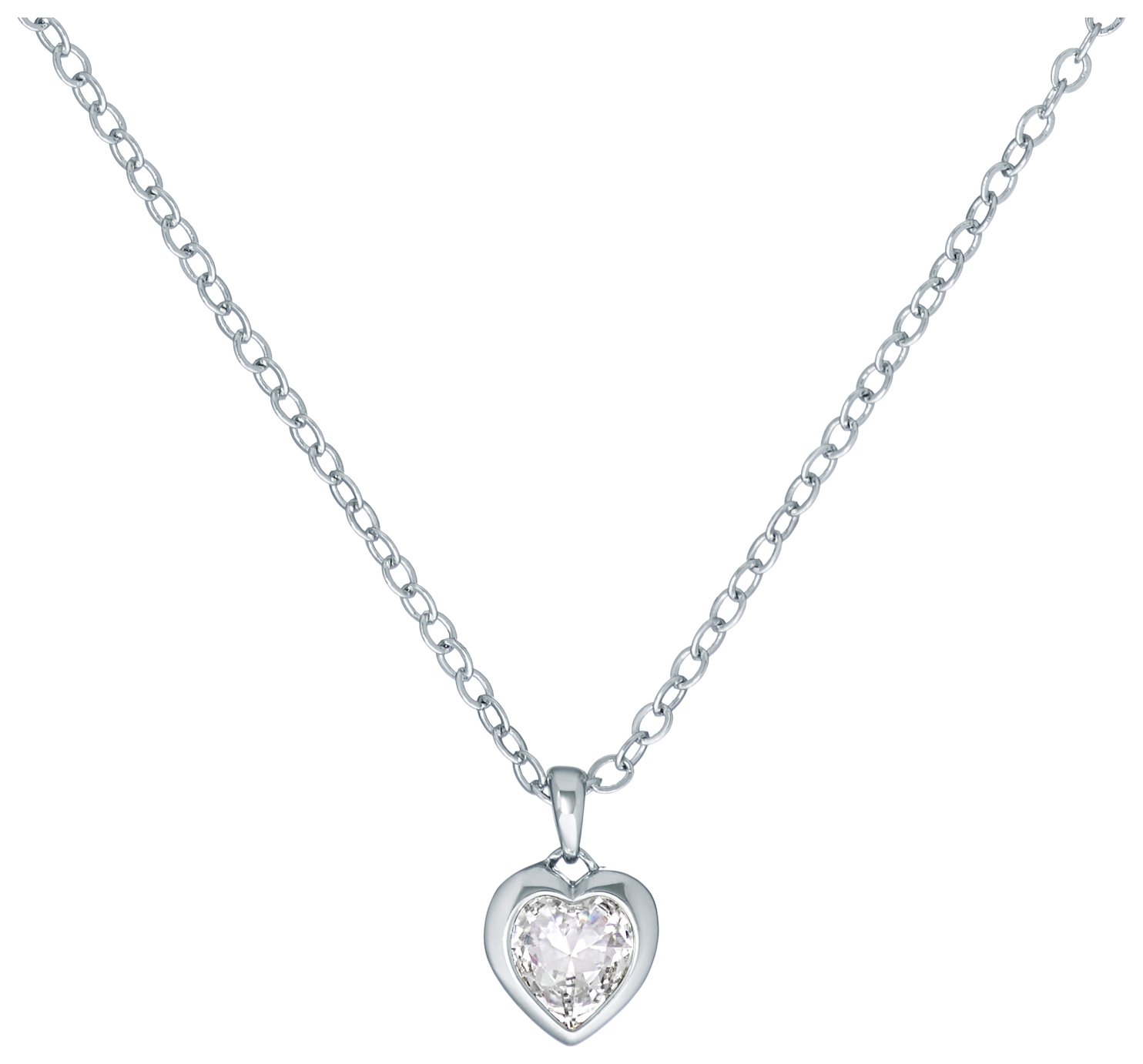 Ted Baker Silver Colour Crystal Heart Pendant Necklace