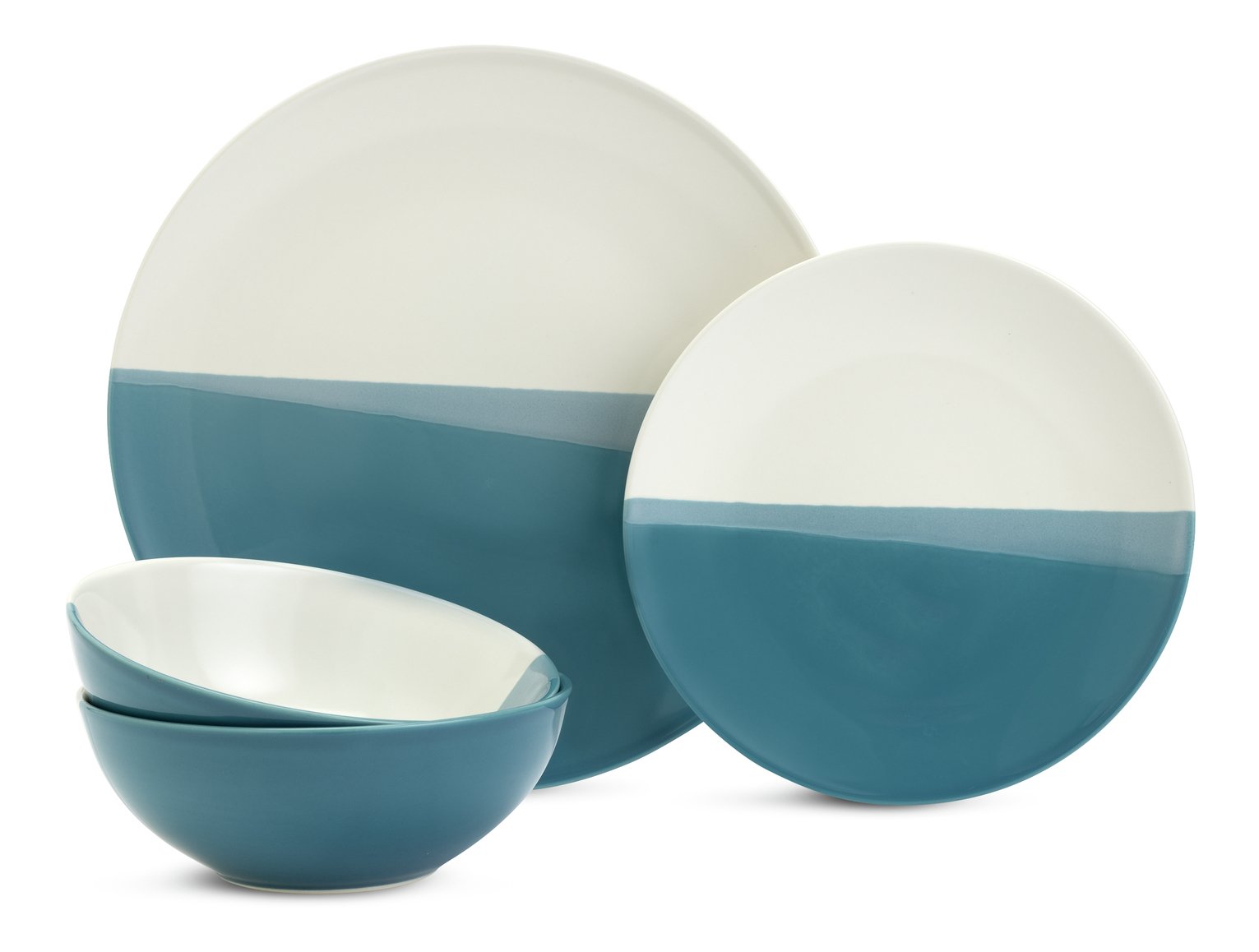 Habitat Dipped 12 Piece Stoneware Dinner Set - Multicoloured