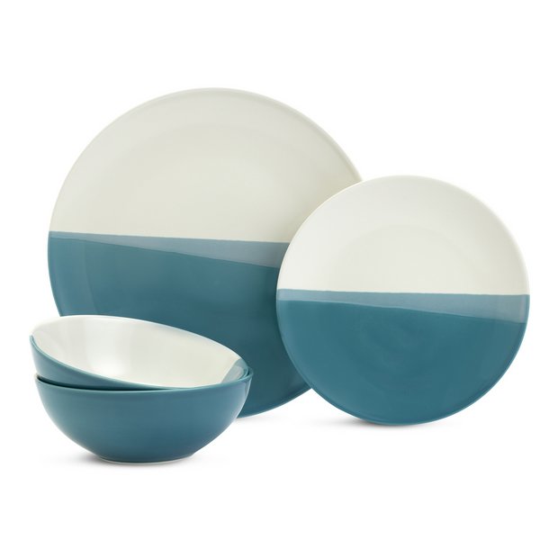 Buy Habitat Dipped 12 Piece Stoneware Dinner Set Multicoloured Dinnerware and dinner sets Argos