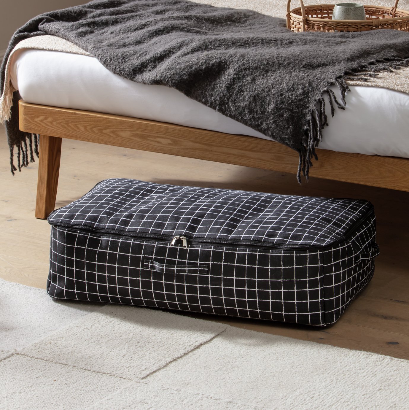 Argos Home Mono Grid Underbed Storage Bag - Black