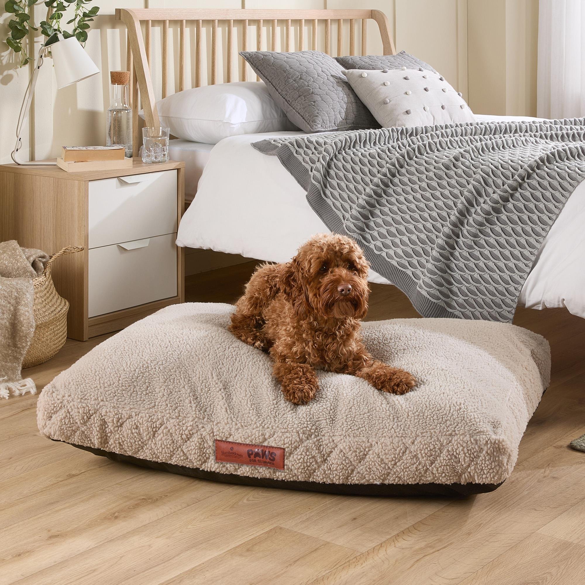 Paws For Slumber Sherpa Natural Pet Bed-Large