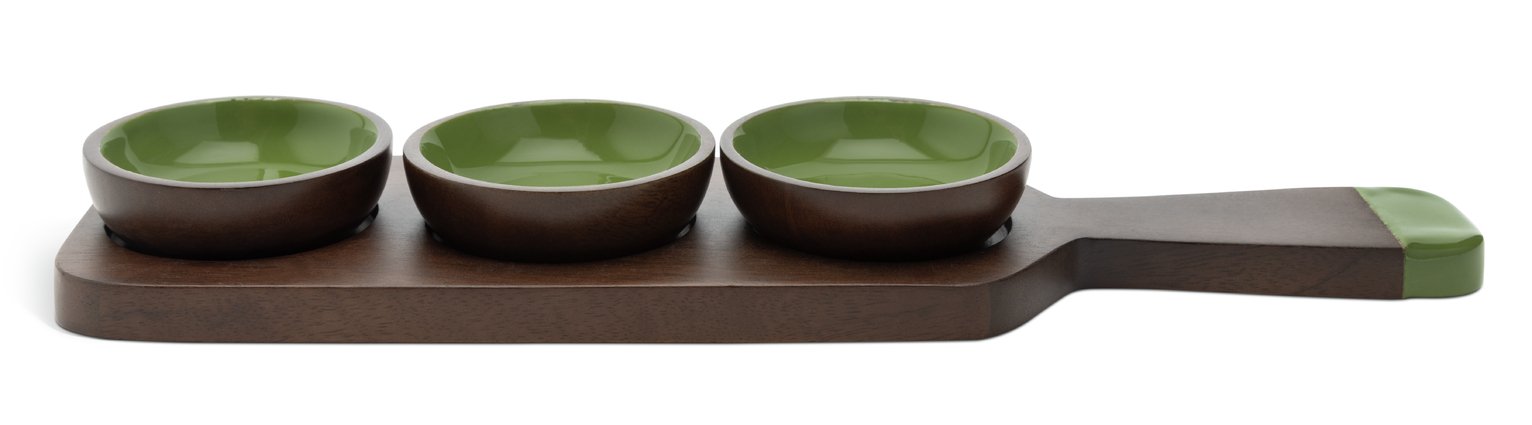 Habitat x Scion 3 Piece Dip Bowls with Board - Green