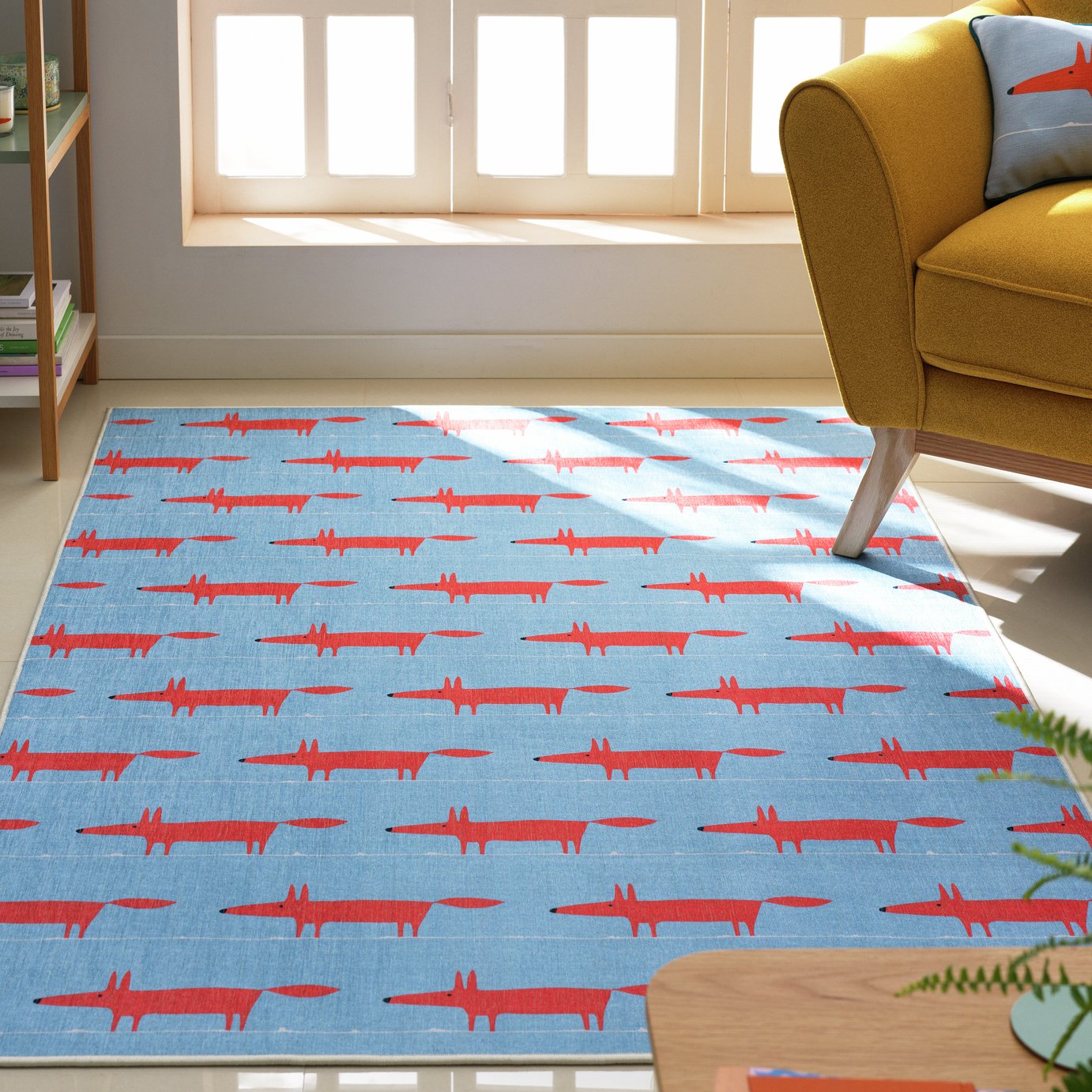 Habitat x Scion Mr Fox Printed Rug - 160 x 230cm - Blue 