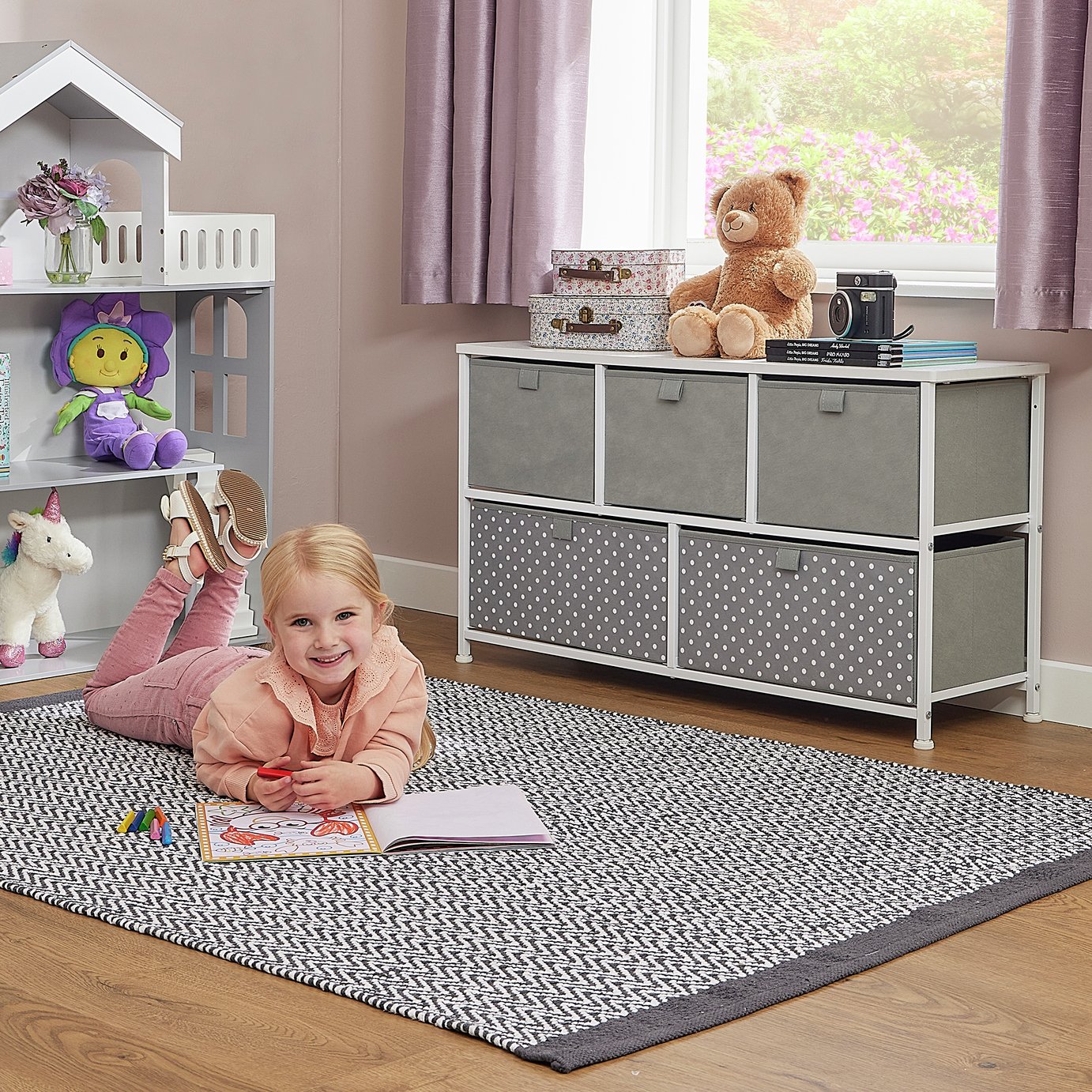 Liberty House Kids 5 Drawer Fabric Box Unit - White