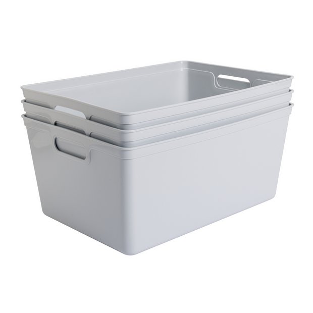 Buy Strata Curve 3 x 65L Plastic Box with Lid - Clear, Plastic storage  boxes and drawers