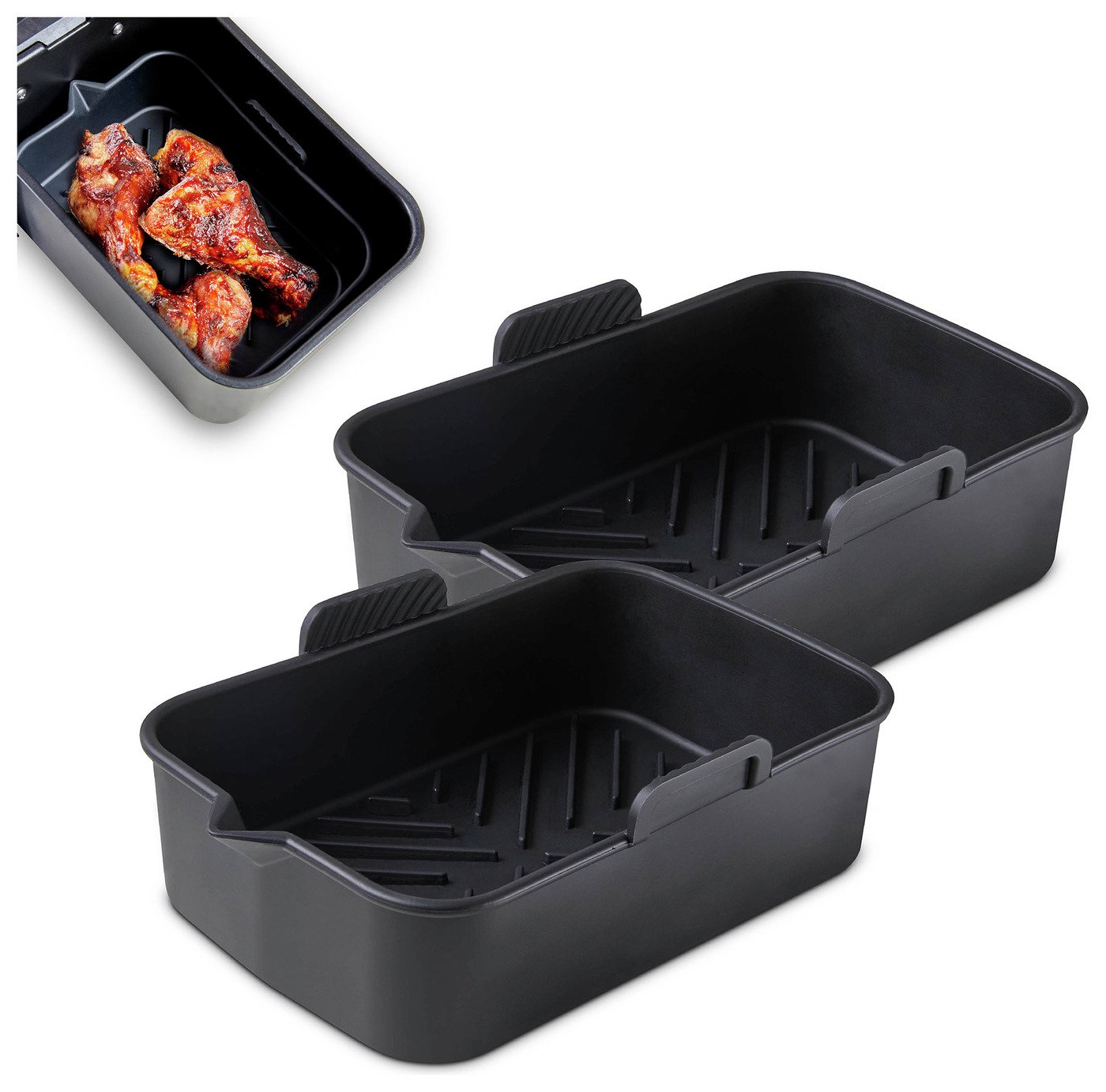 Tower Set of 2 Silicone Air Fryer Rectangular Solid Trays