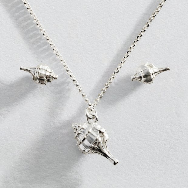 Buy Revere Sterling Silver Shell Pendant Necklace And Earrings Womens jewellery sets Argos