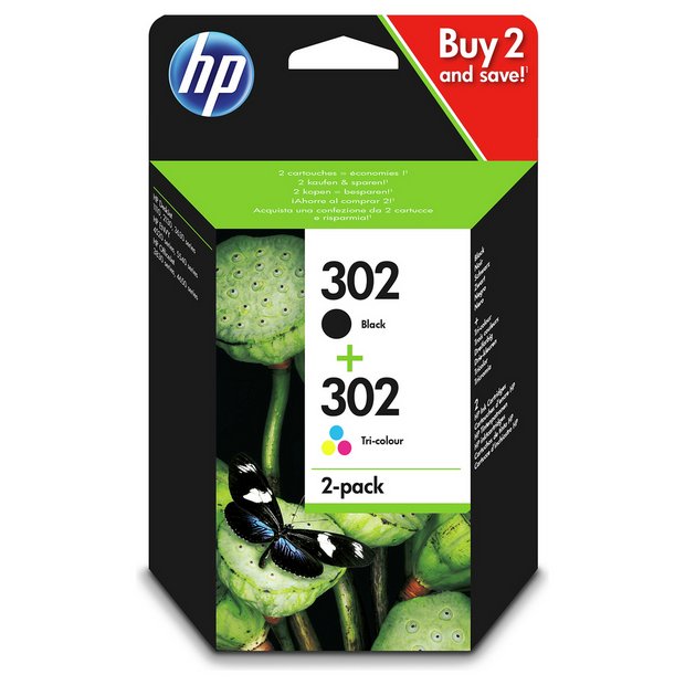 Buy ESSENTIALS HP 302 Black & Tri-colour Ink Cartridges - Twin Pack