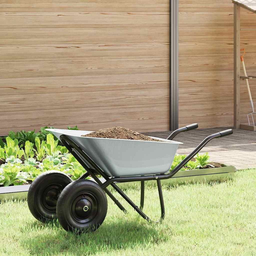 Walplus Steel Wheelbarrow and - Silver and Black - 137 x 60 x 65.5 cm