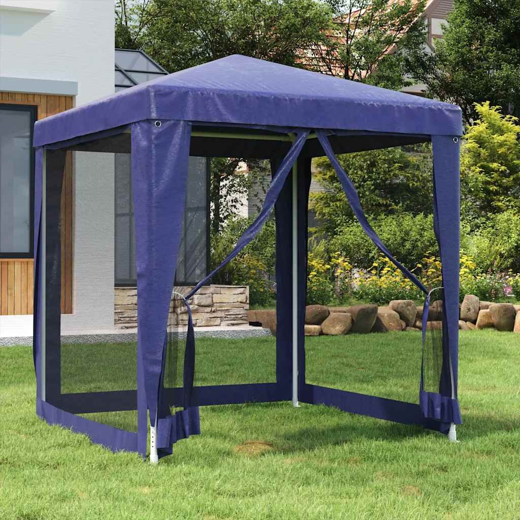 Walplus 2 x 2 m HDPE Party Tent with 4 Mesh Sidewalls - Blue