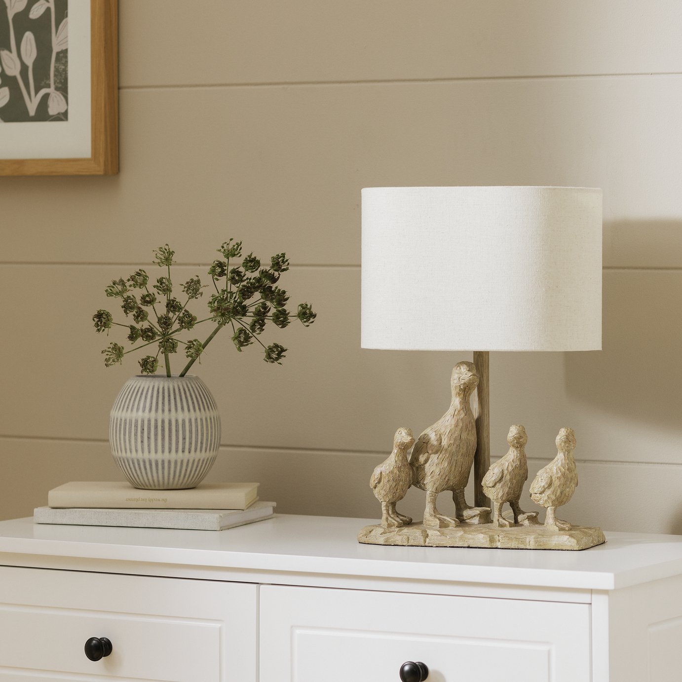 Argos Home Resin Duck Family Table Lamp -Light Oak & Natural