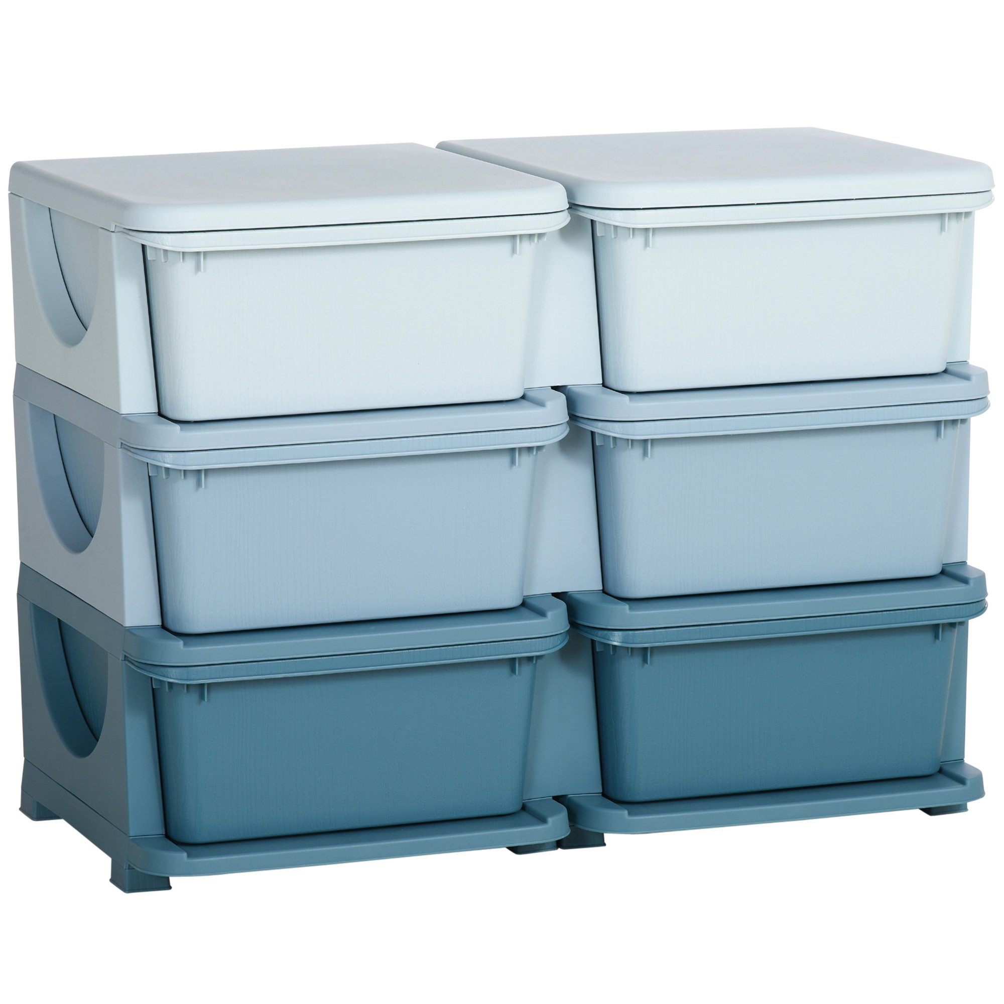 HOMCOM 6 Drawers Plastic Kids Storage Units Drawers Kids Storage - Blue