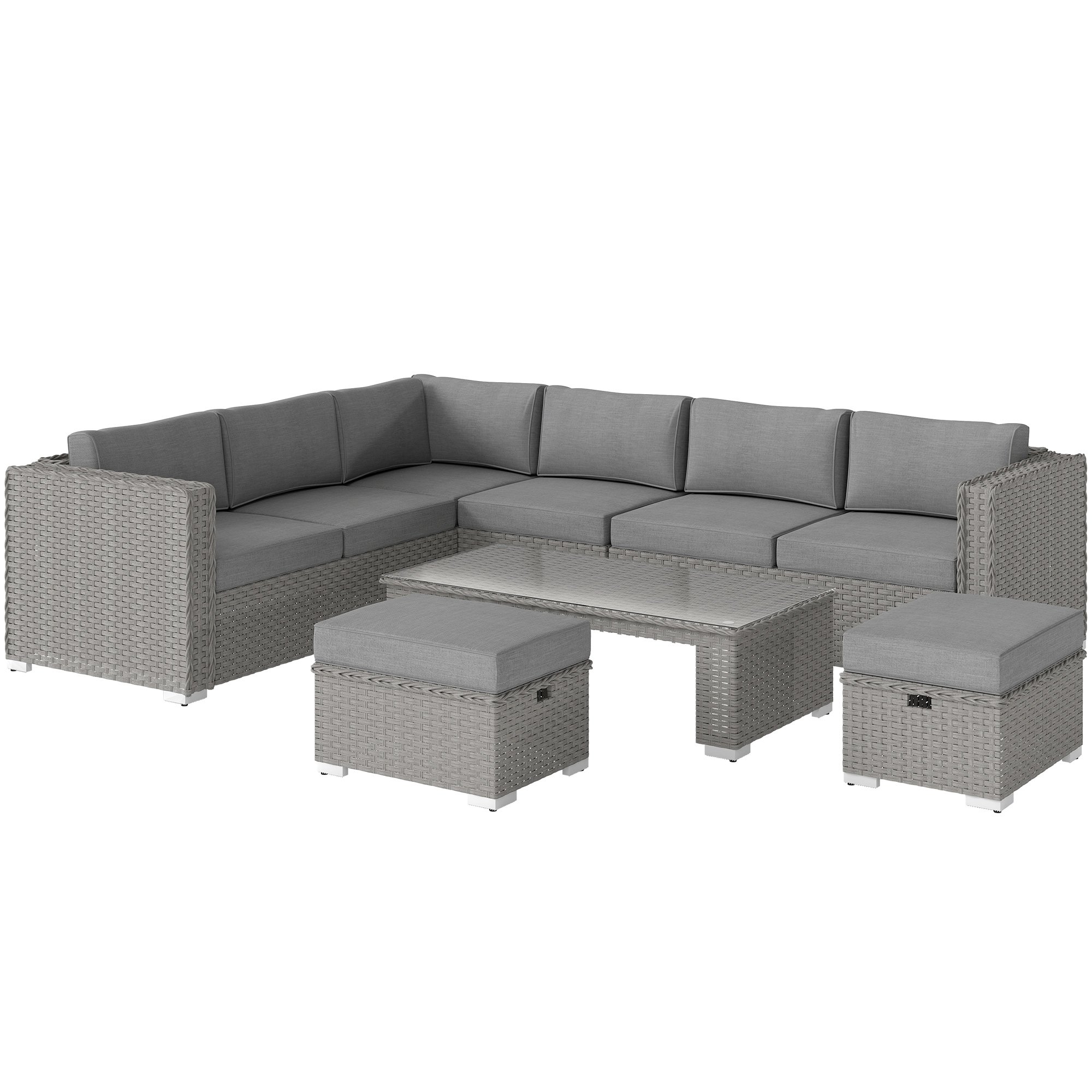 Outsunn Rattan Aluminium Garden Furniture Set - Grey
