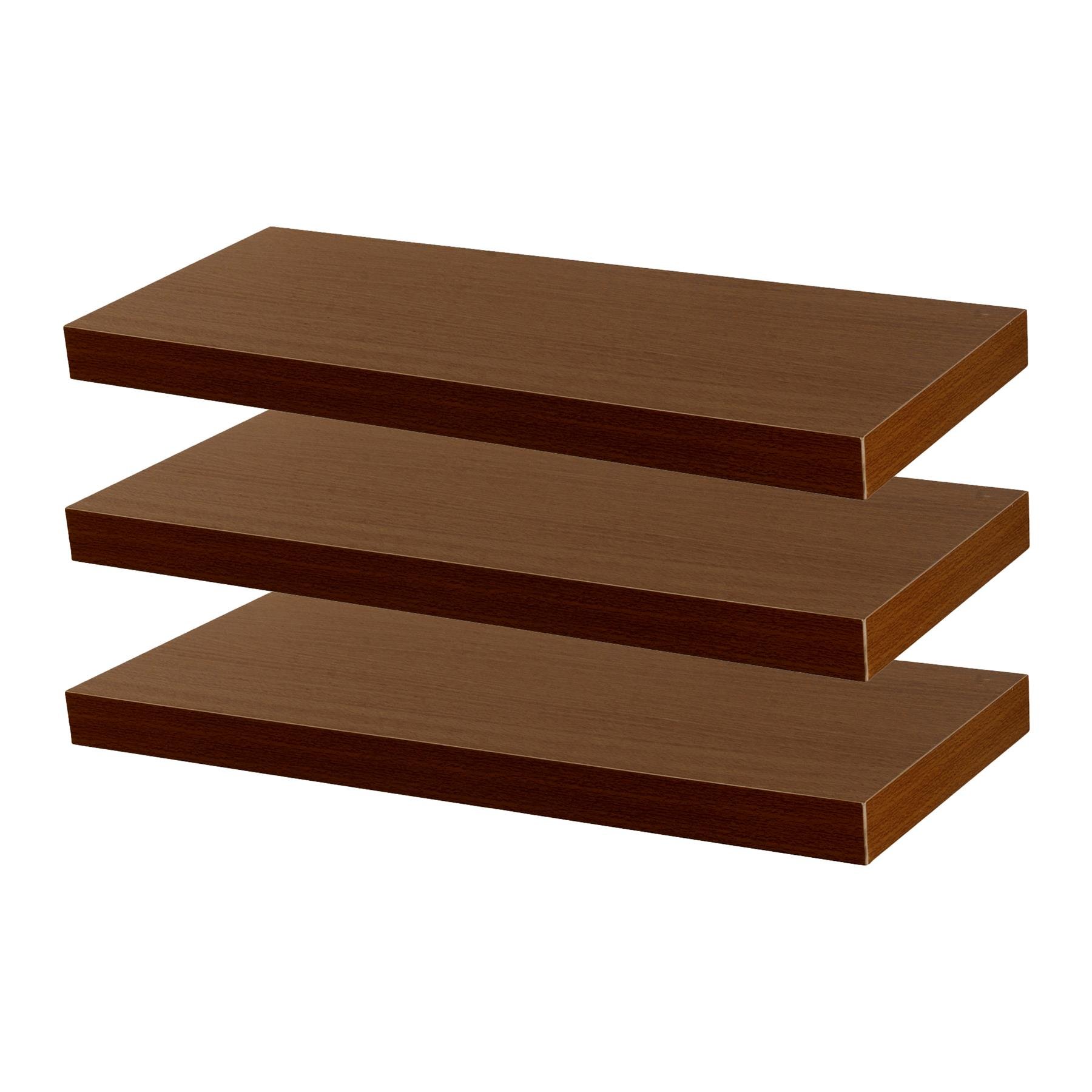 Harbour Housewares 60cm Modern Floating Wall Shelves Pack of 6 - Walnut