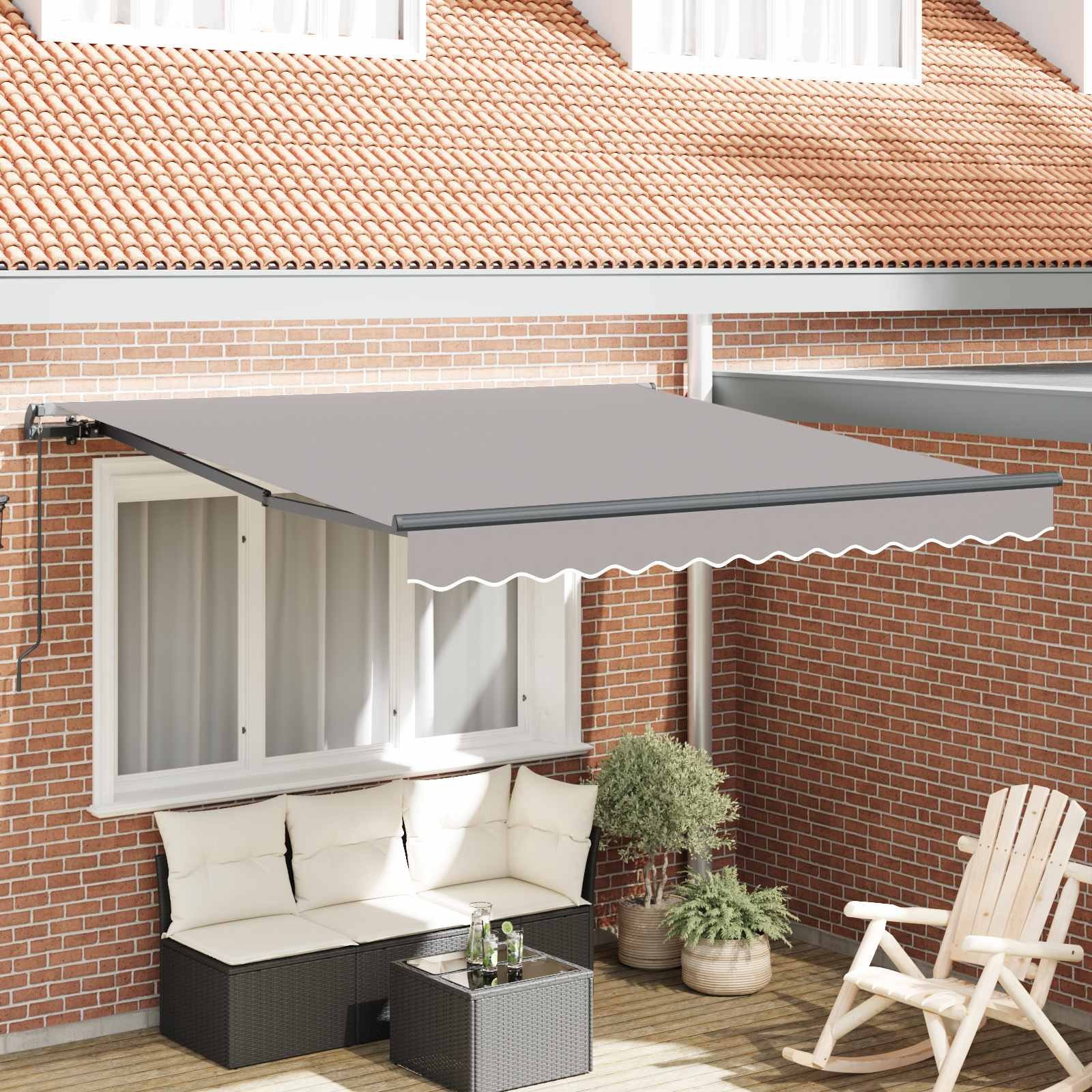 Walplus Aluminium Retractable Awning - Light Grey - 300 x 250 cm
