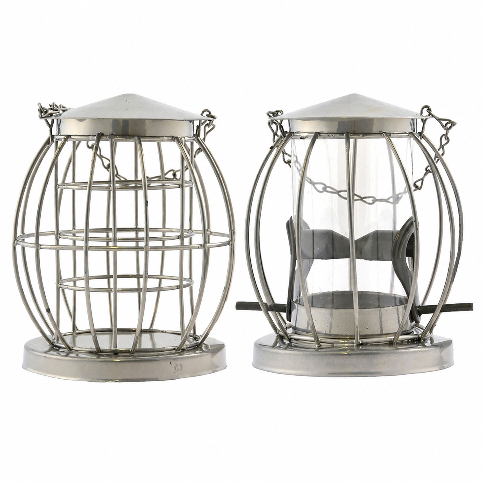 Greena Mini Caged Bird Feeders - 2pk - For Seeds & Fat Balls